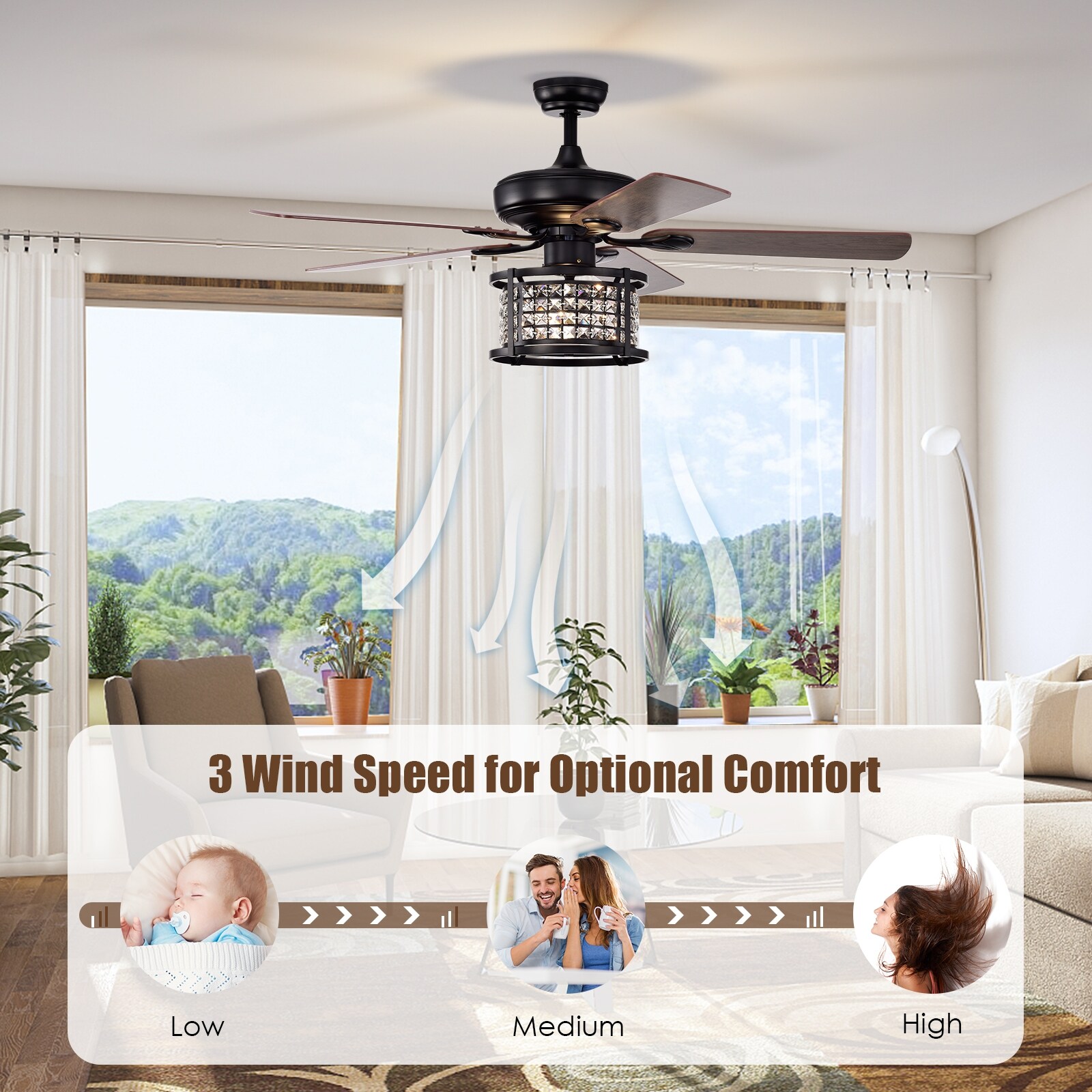 Forclover WYL2-C5252BK Ceiling-Fans - View #7
