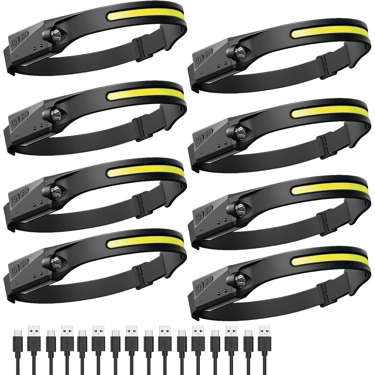 LIUSXAQI  8 Pack Rechargeable LED Headlamp with 230 Degree Wide Beam 5 Modes IPX4 Water Resistant Lightweight for Hiking Camping Running