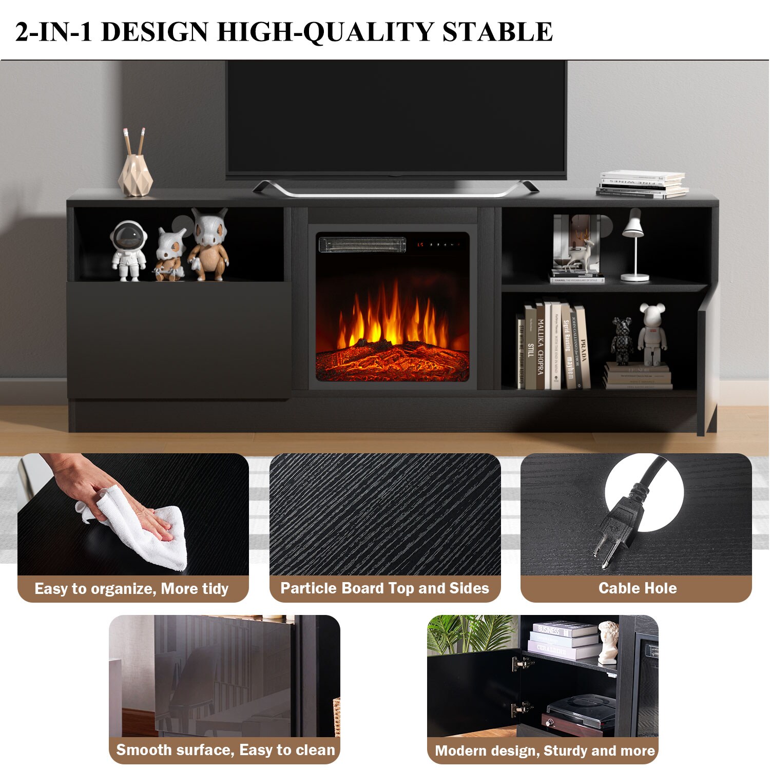 AOXUN H21018BK-AD+H20027 Electric-Fireplaces - View #3
