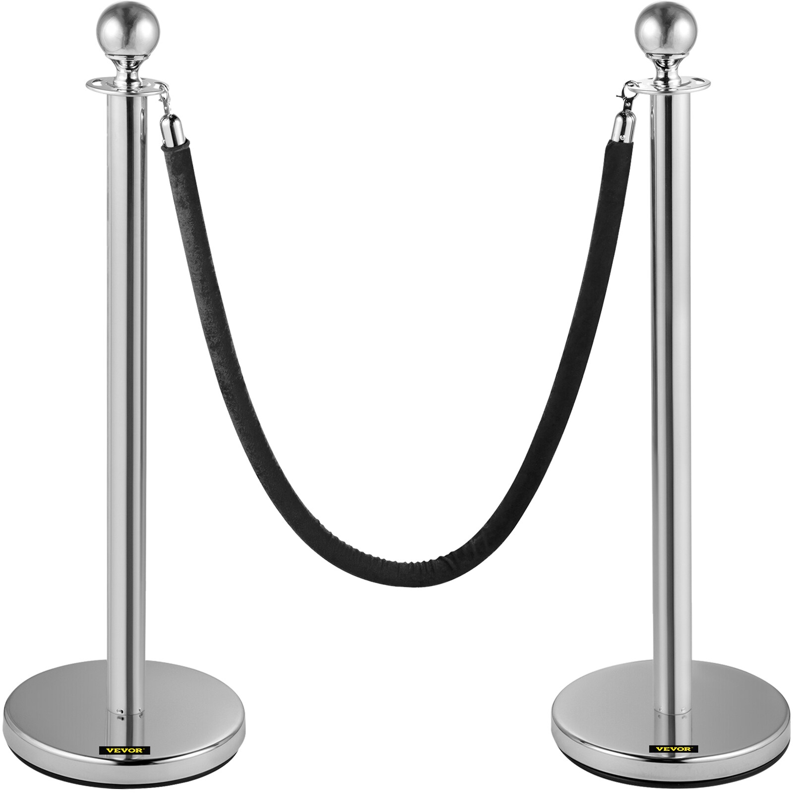 VEVOR 2 Pcs Crowd Control Stanchion 35.4-in x 5-ft Portable Crowd Control Barrier Stainless Steel | GLZYSQTHRSJT2TPDAV0