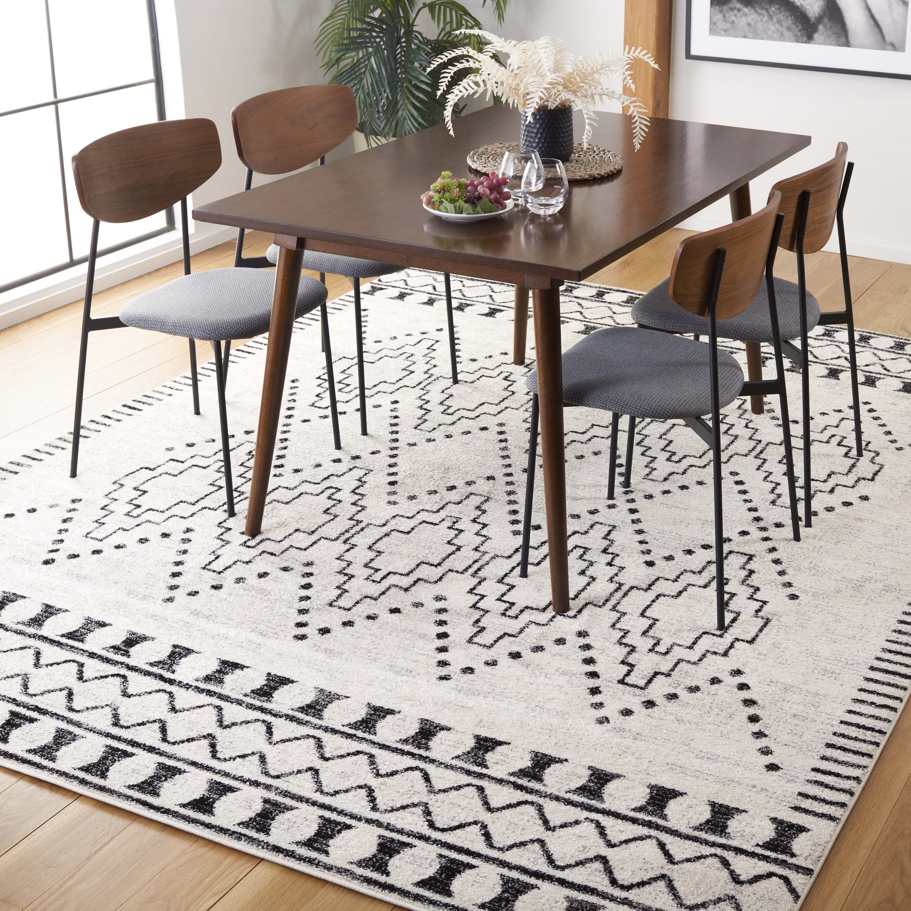 Black and White Boho Accent Rug  Entryway Rugs by Nickel Designs