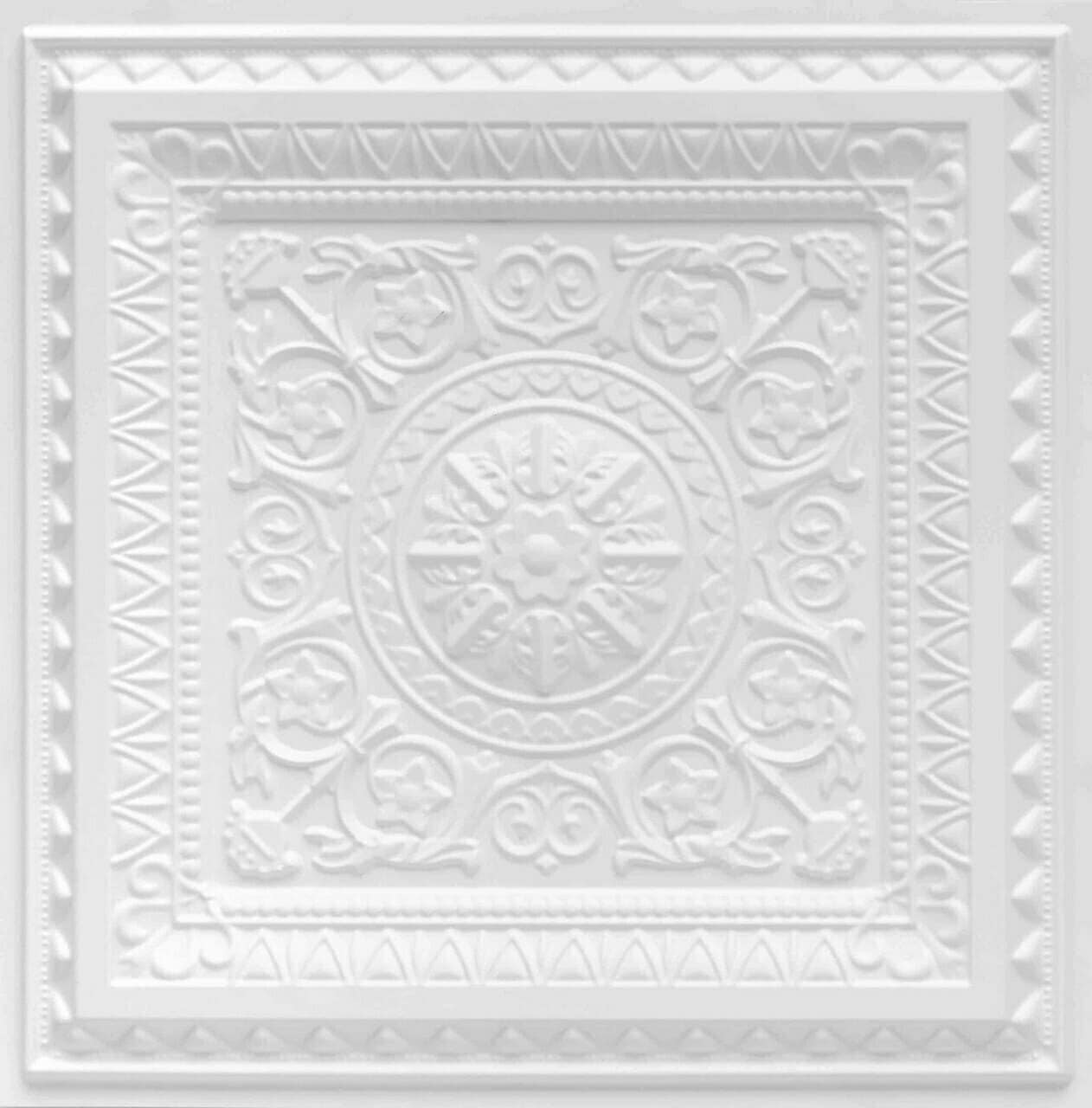 From Plain to Beautiful in Hours 223WM-24X24-10 2-ft x 2-ft La Scala Faux Tin/PVC White Matte PVC Surface-mount Ceiling Tile ( 10 -Pack, 40-Sq. Feet / Case )