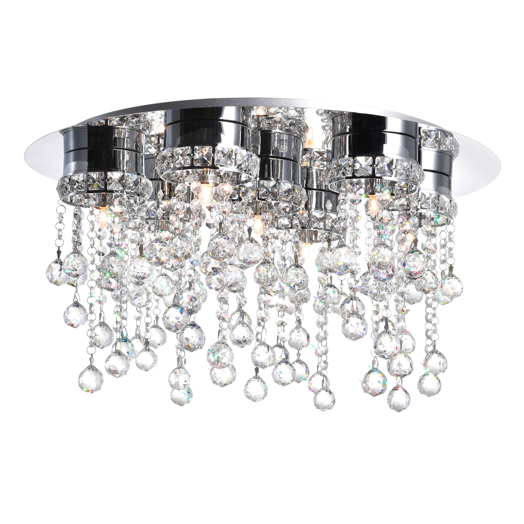 CWI Lighting 5072C24C-R Monica 7-Light 24-in Chrome Flush Mount Light