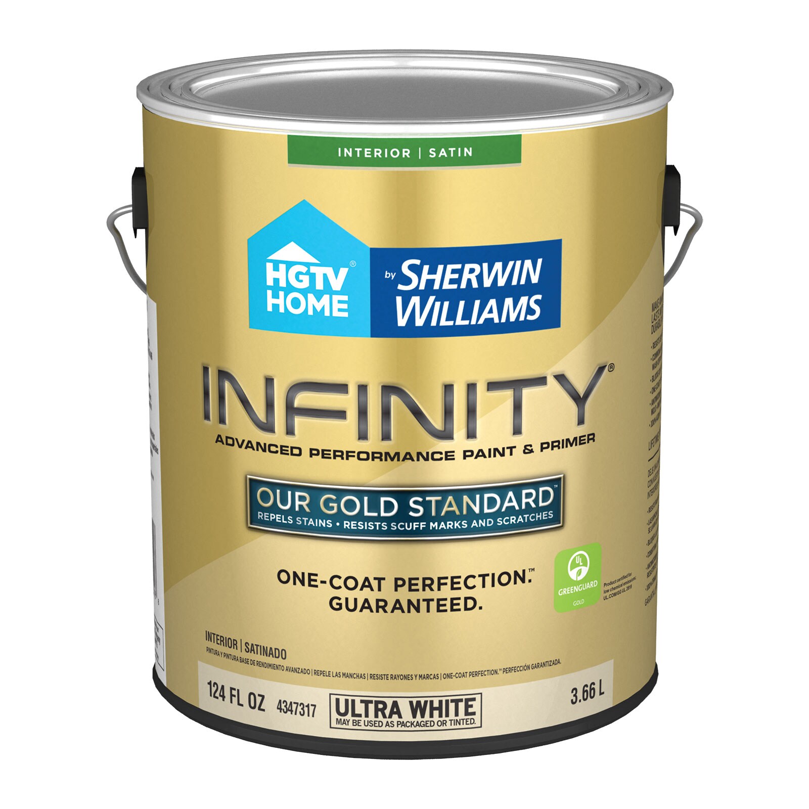 HGTV HOME by Sherwin-Williams Infinity Satin Ultra White Tintable Latex Interior Paint + Primer (1-Gallon)