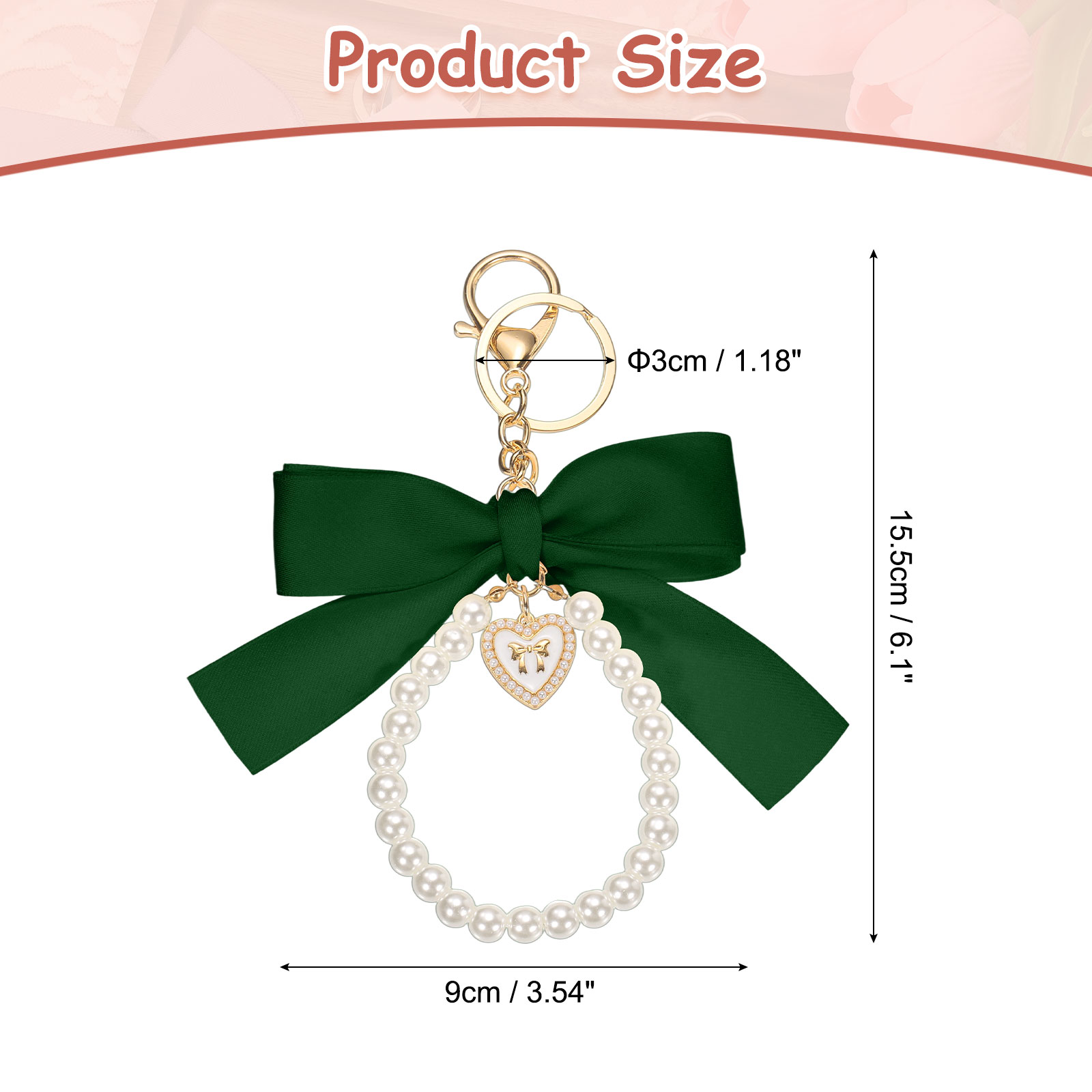 Unique Bargains Ribbon Bow Keychain Cute Pearl Wristlet Keychain