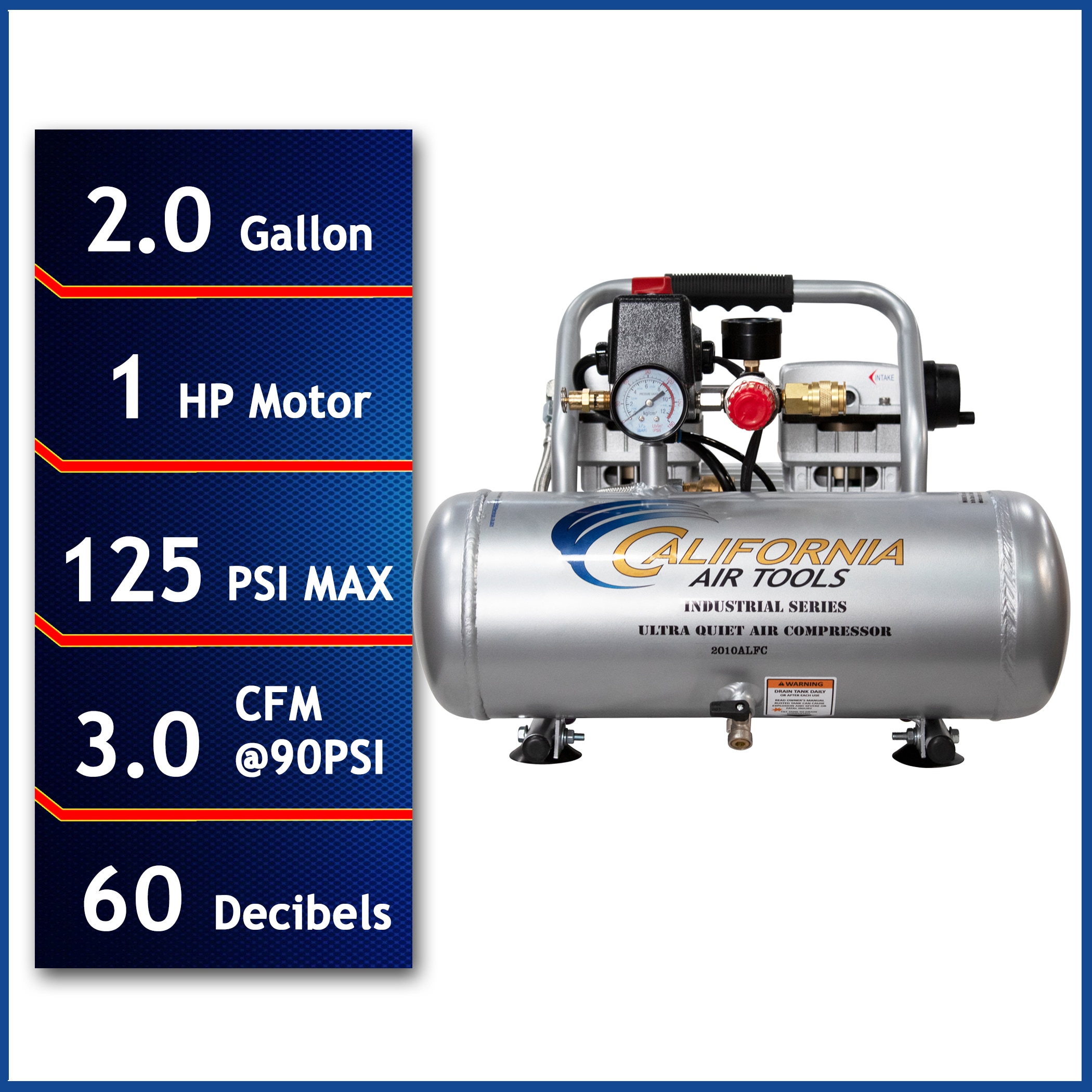 California Air Tools 2-Gallon Portable Electric 125 PSI Horizontal Air Compressor 2010ALFC Sansujyuku sansujyuku.com