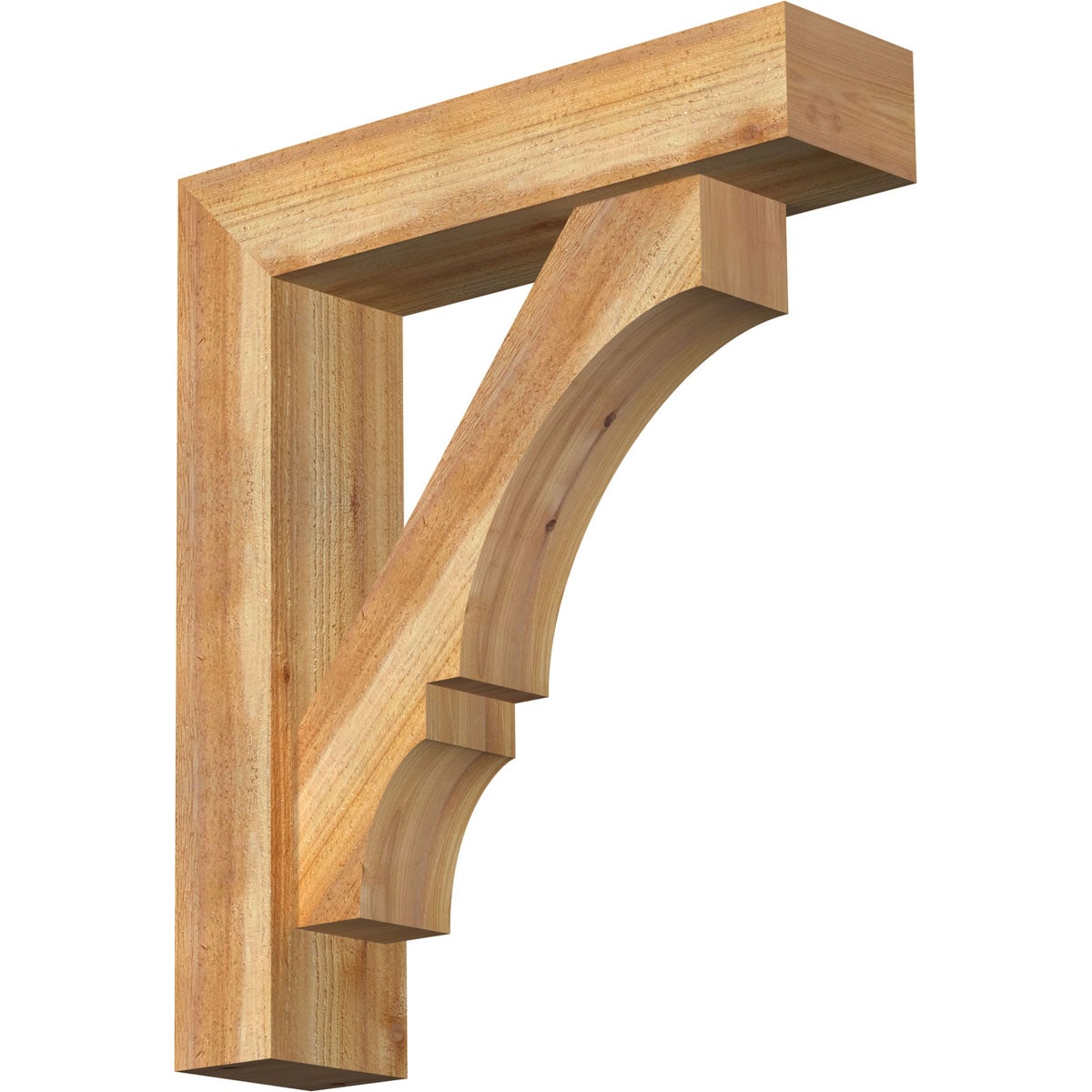Ekena Millwork 1461846 Balboa block rough sawn bracket with offset brace 6-in x 24-in x 28-in Western red cedar Brown Wood Standard bracket