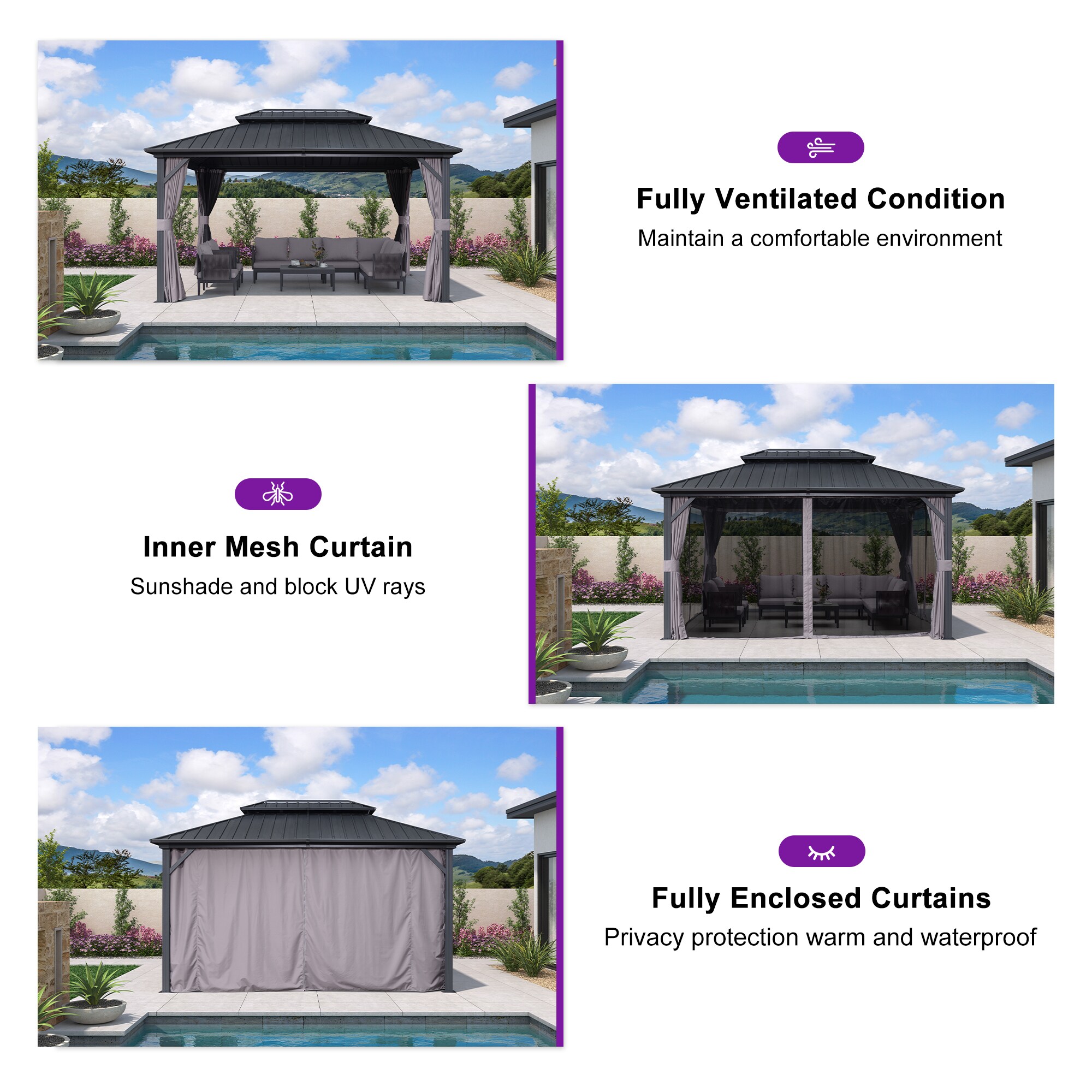 PURPLE LEAF LS04JJG1014 Wood-Resin-Gazebos - View #5
