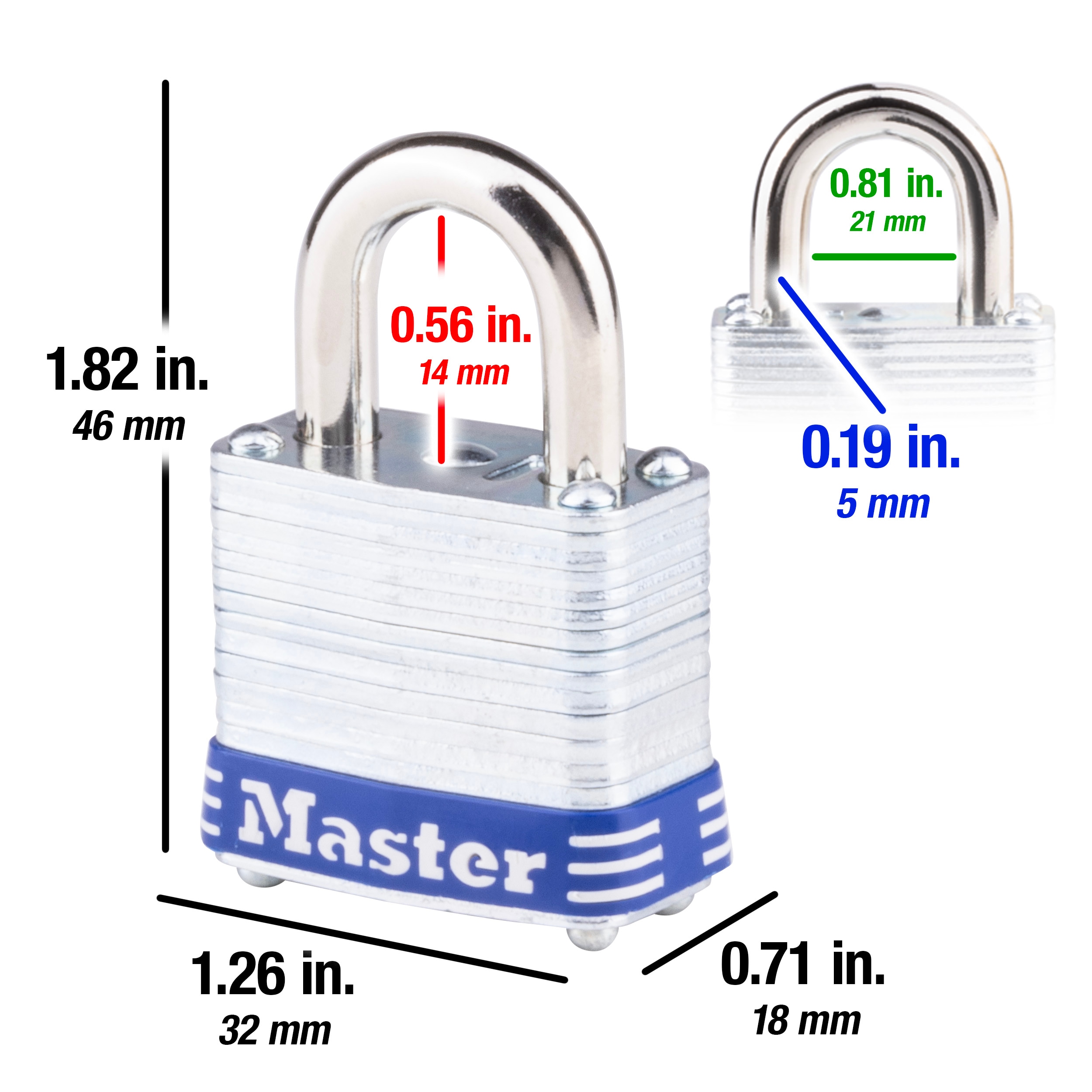 Master Lock Commercial Keyed Padlock, 1-9/16-in Wide x 1-1/2-in