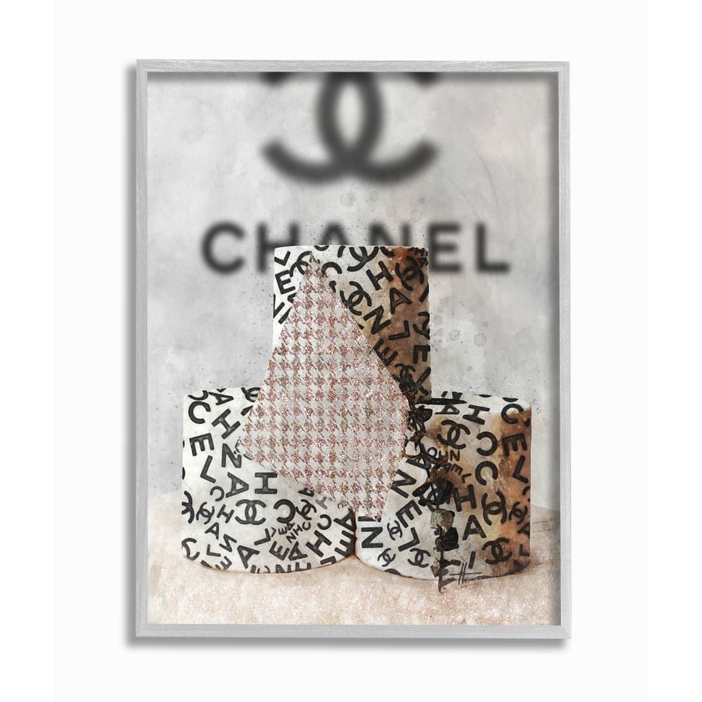 Stupell Industries Fashion Forward Toilet Paper Designer Detail 11x14 Rustic Gray Framed Giclee Texturized Art