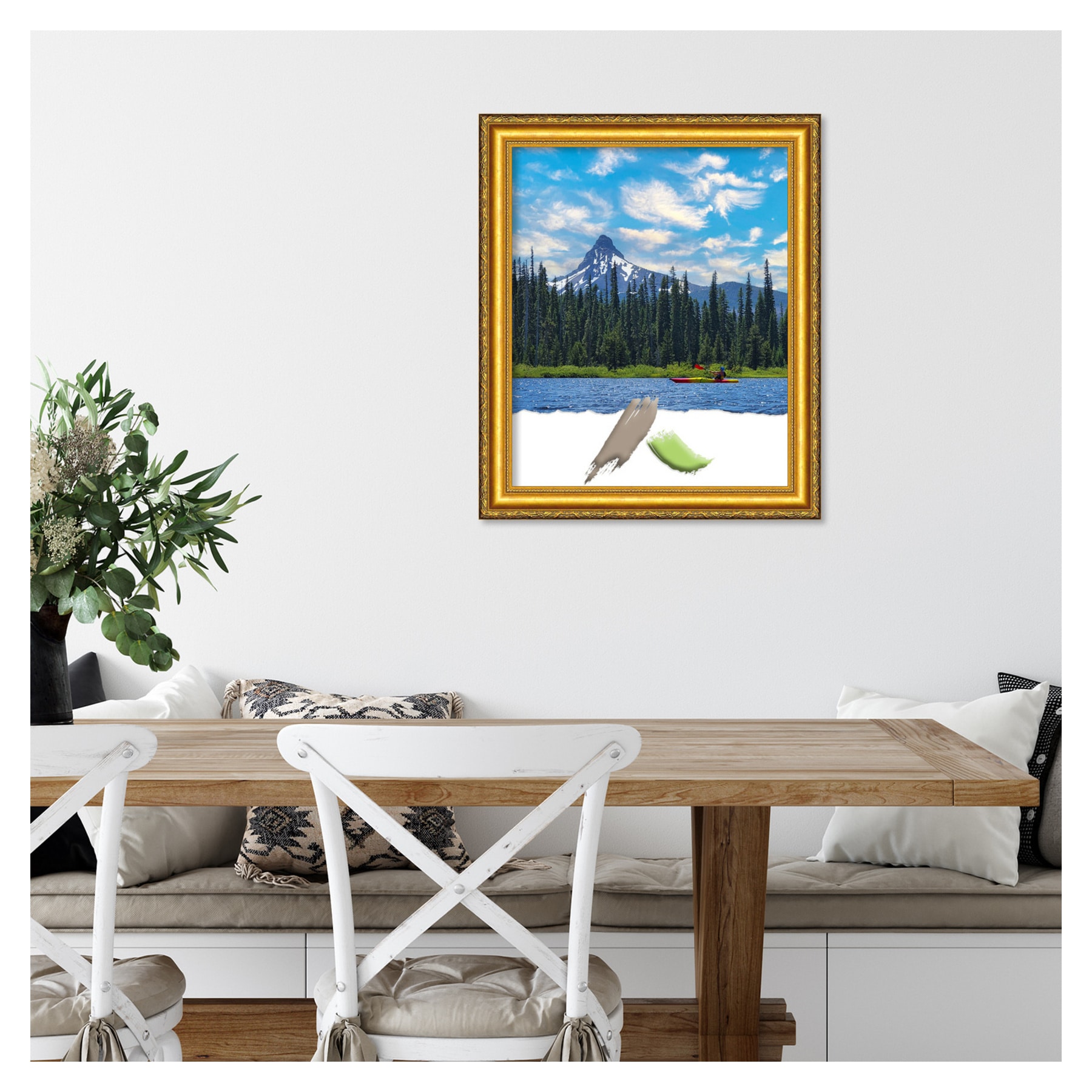Colonial Embossed Gold Pine Wood Wall Picture Frame