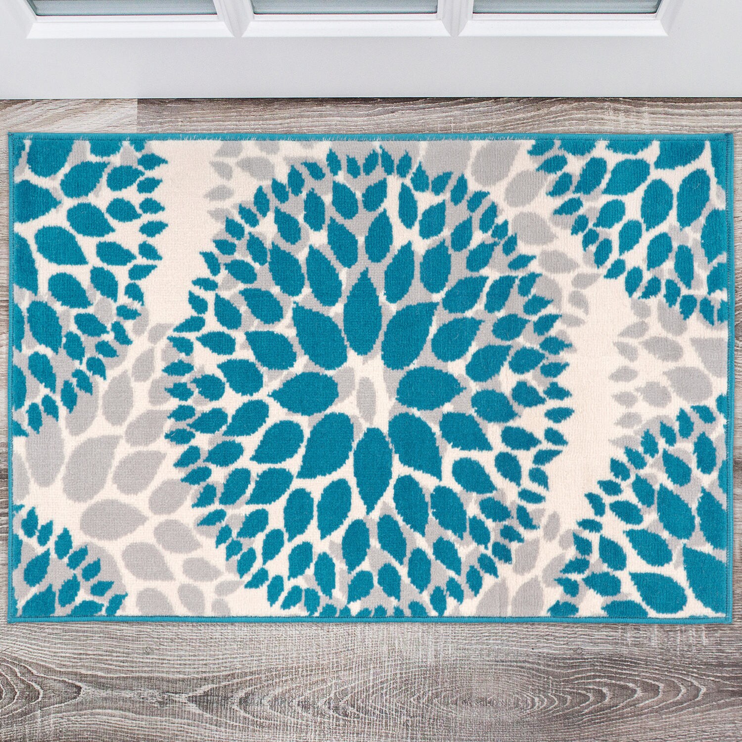 World Rug Gallery 9099 BLUE 2X3 Hudson 2 x 3 (ft) Loomed Polypropylene Blue Rectangular Indoor Floral/Botanical Mid-Century Modern Area rug