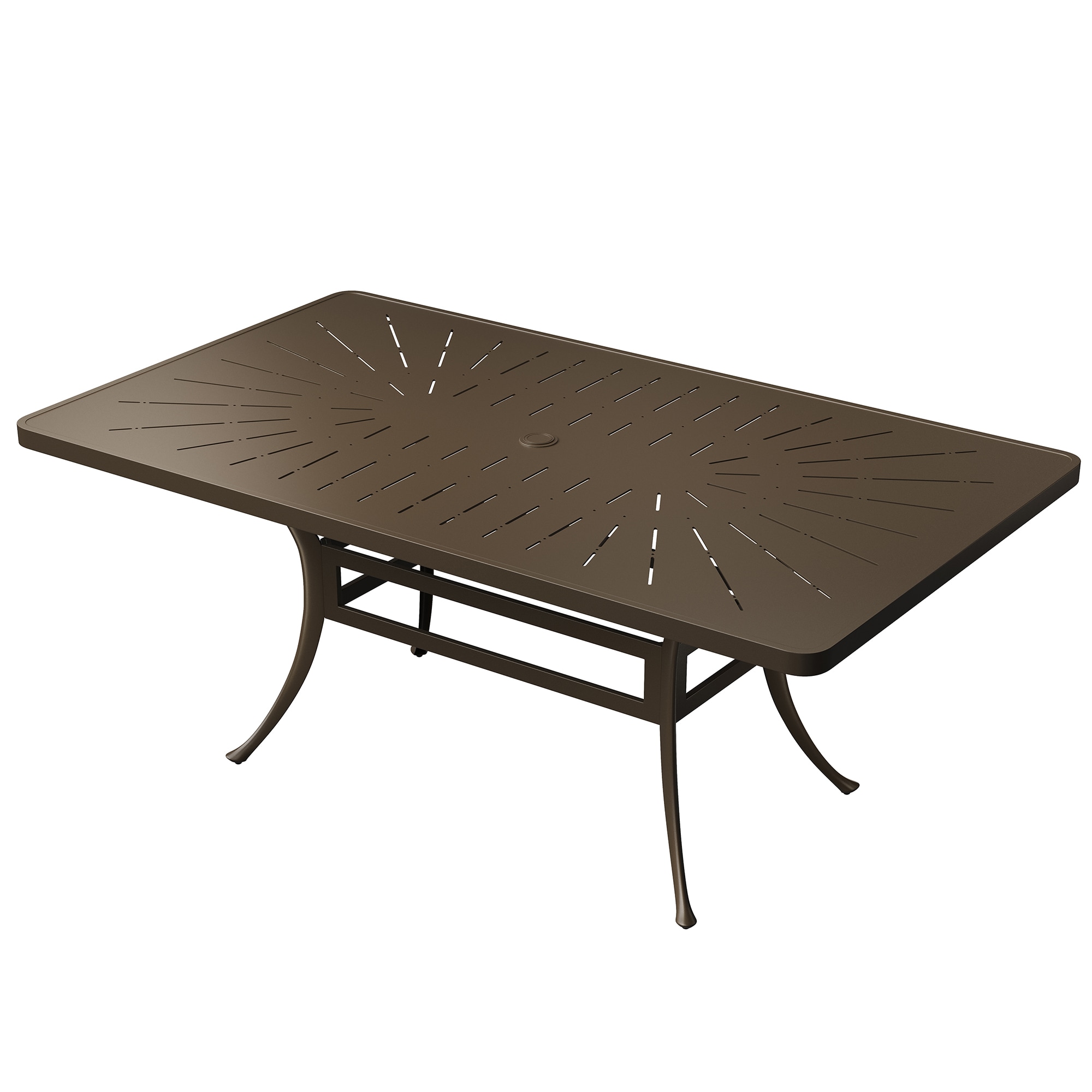 Clihome CL-LD4272CXDT 72 Inch Cast Aluminum Rectangular Dining Table Rectangle Outdoor Dining 41.54-in W x 71.46-in L with Umbrella Hole