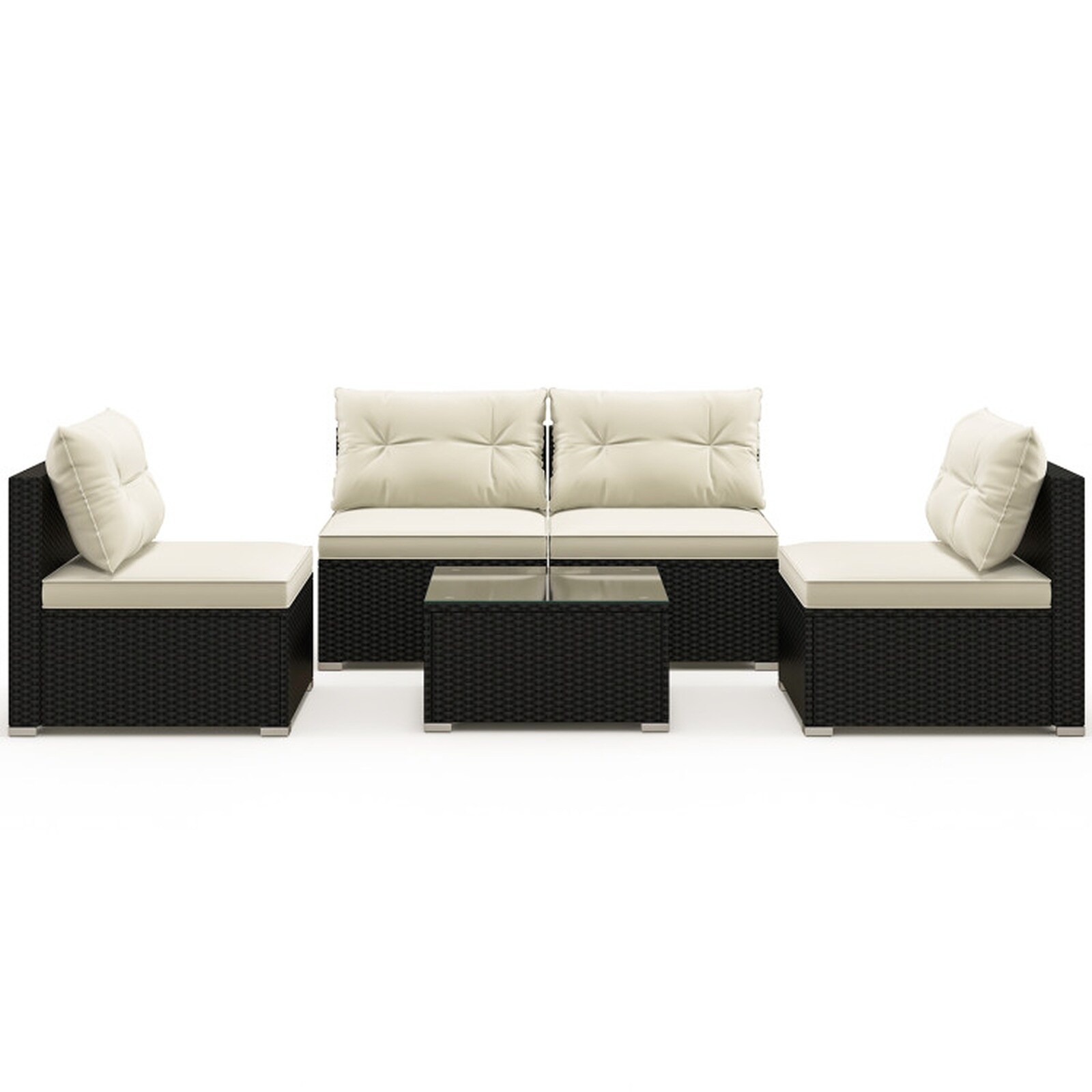 SUGIFT 27-in Wide 4 Armless Sofas and 24-in Tempered Glass Coffee Table ...
