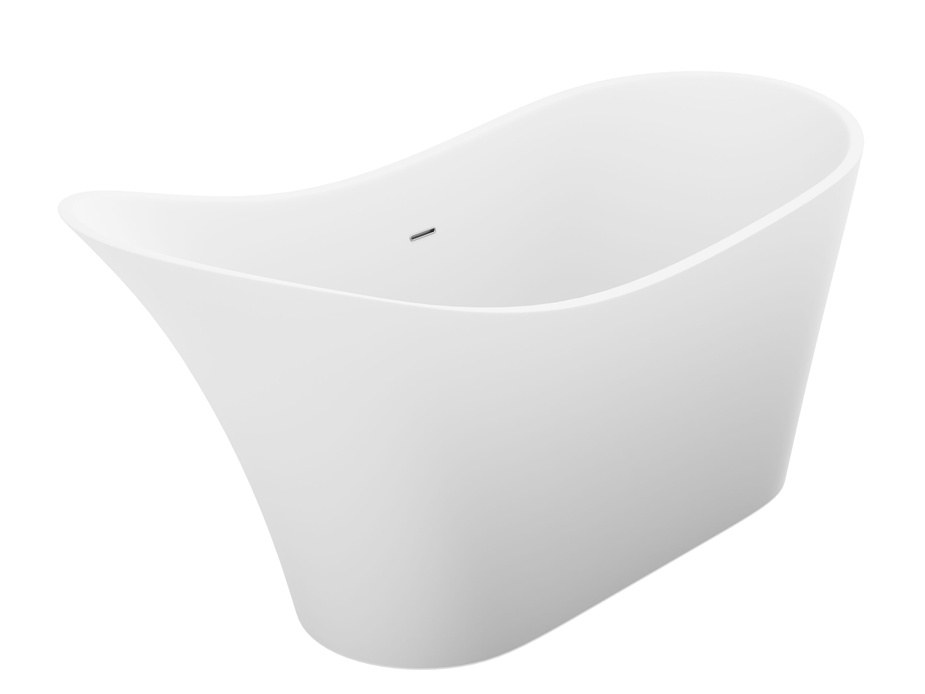 ANZZI FT-AZ8418 Tuasavi 28.75-in x 67.5-in Matte white Solid surface Oval Freestanding Soaking bathtub with Drain ( Center Drain )
