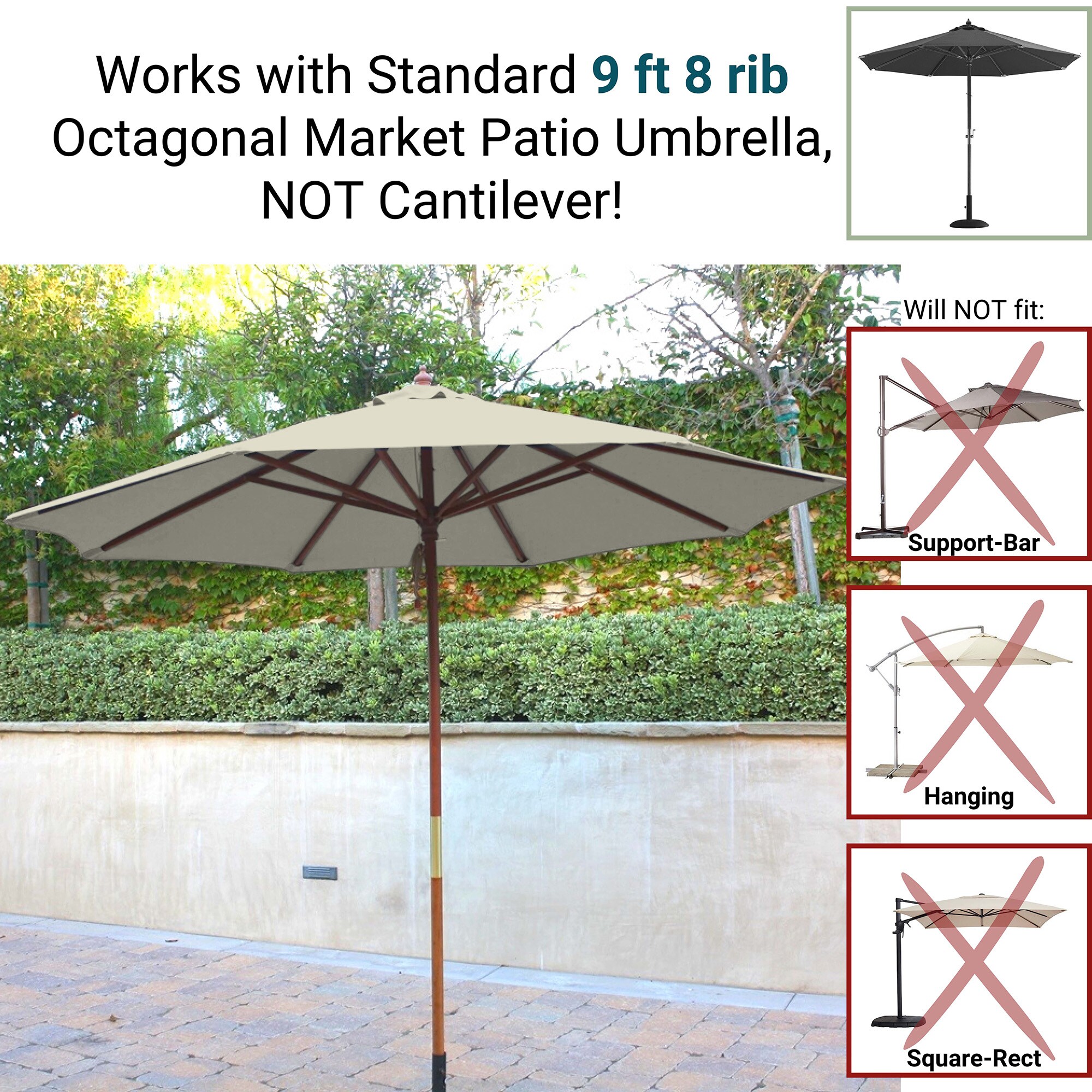Formosa Covers TOP 9X8 NATURAL Patio-Umbrella-Accessories - View #6
