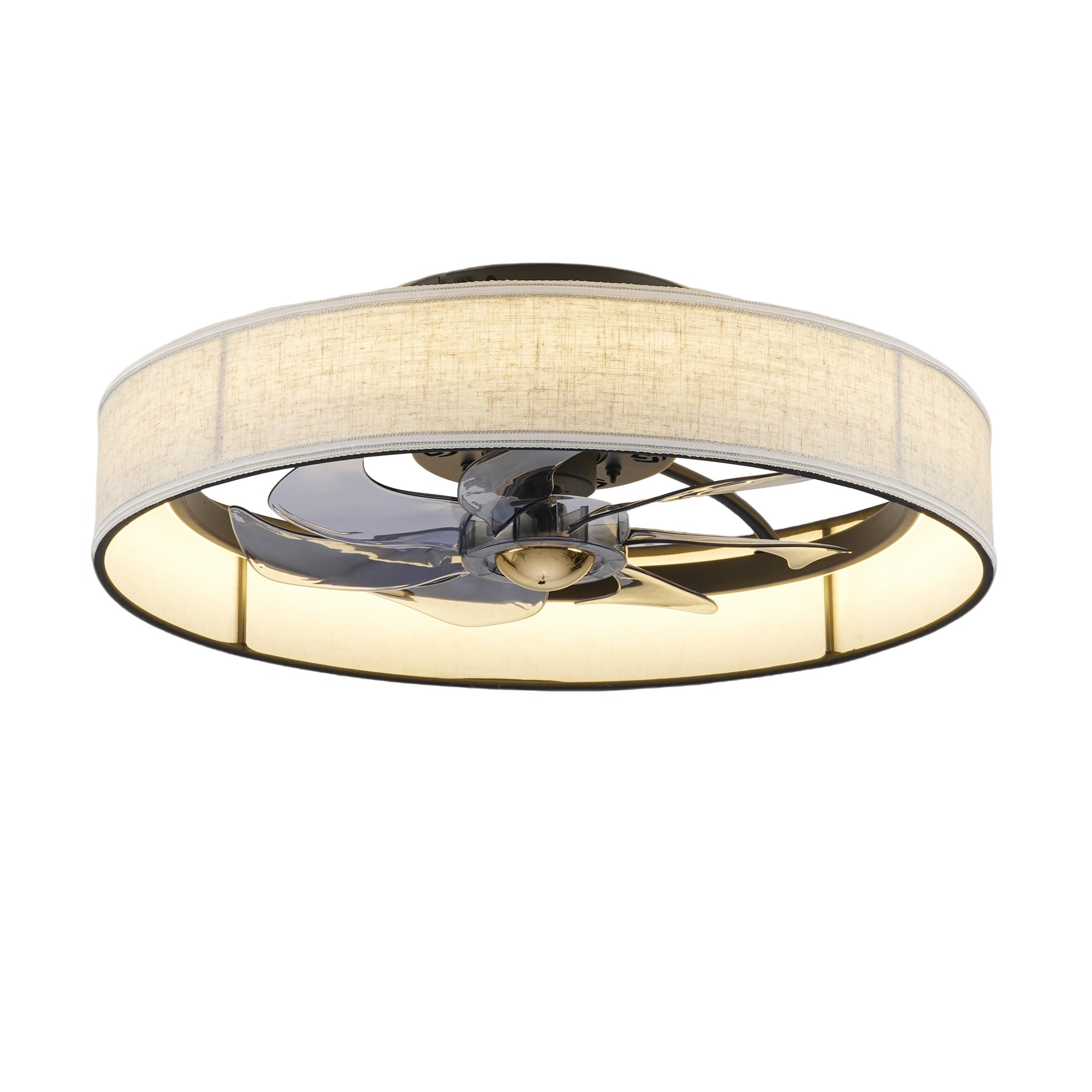 HyperDrop Cart 20-in Fabric Farmhouse 7-Blade Caged Ceiling Fan with Quiet DC Motor and Remote Control for Bedroom Kitchen