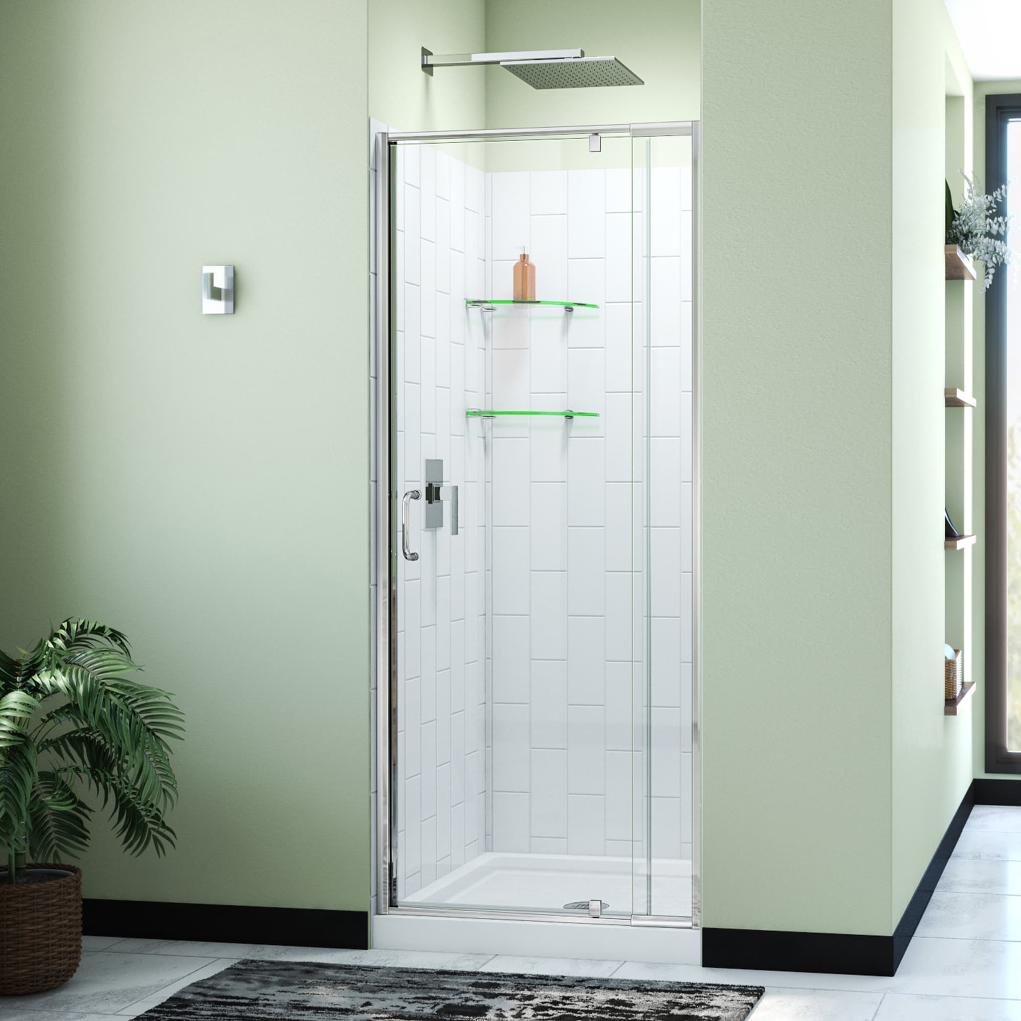 DreamLine D2223232XXC0001 Flex 3 -Piece 32-in W x 32-in L x 79-in H Square Alcove shower kit ( Center Drain) Base, Wall, Door Chrome Hardware Included