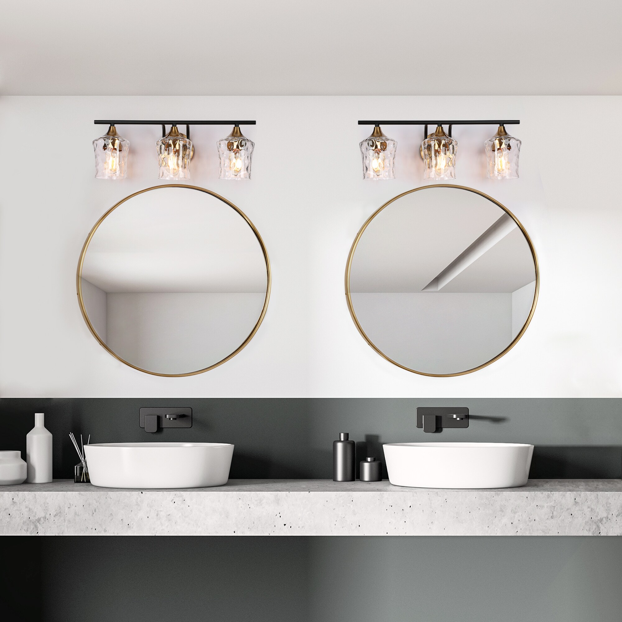 Zevni 20 in. 3-Light Modern Vintage Brass Bathroom Vanity Light