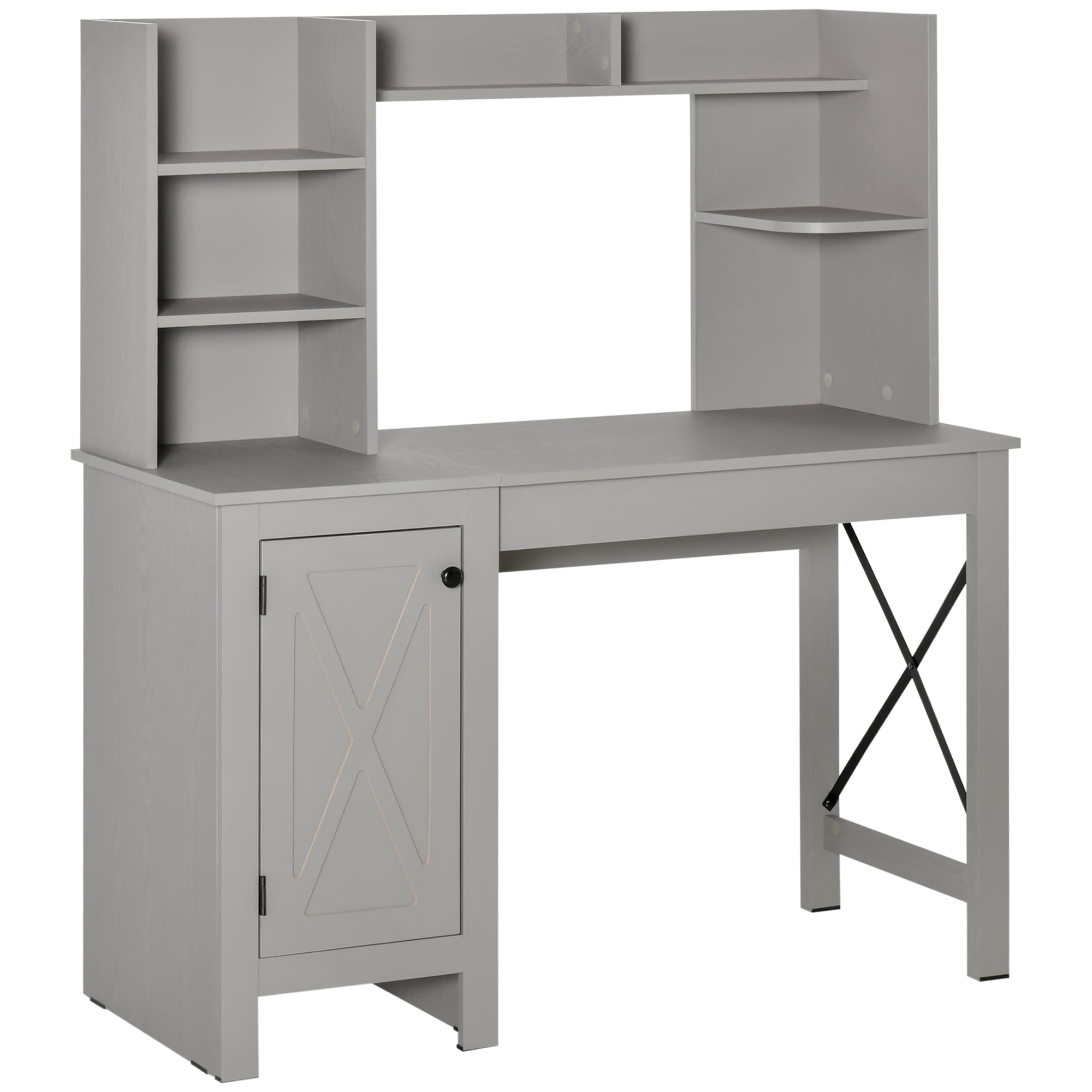 Tatayosi JL-217269 47 Inch Farmhouse Computer Desk with Hutch and Storage Cabinet