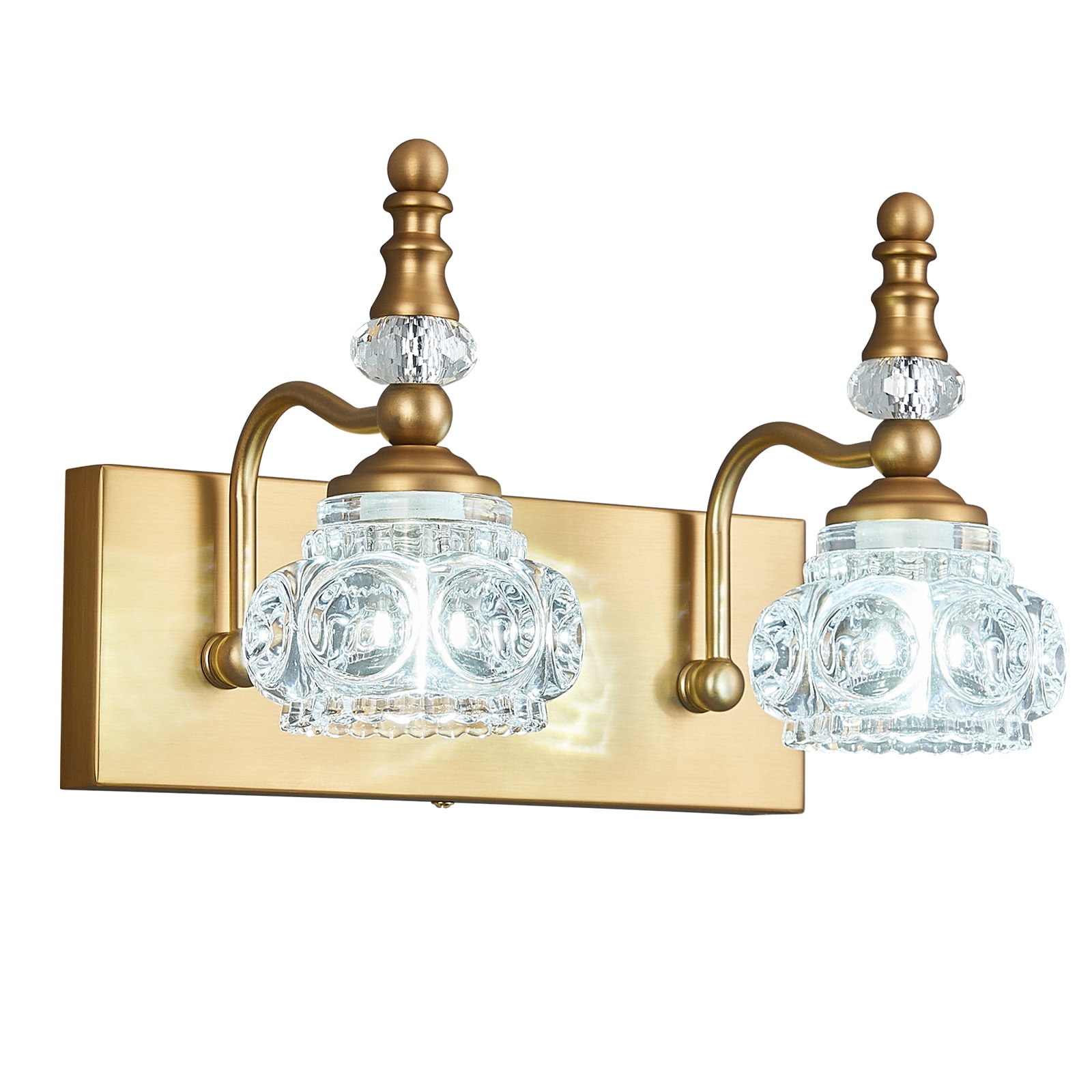 ZHLLMQ 2 Light Vintage Crystal Glass Wall Sconce Vanity Light Fixture
