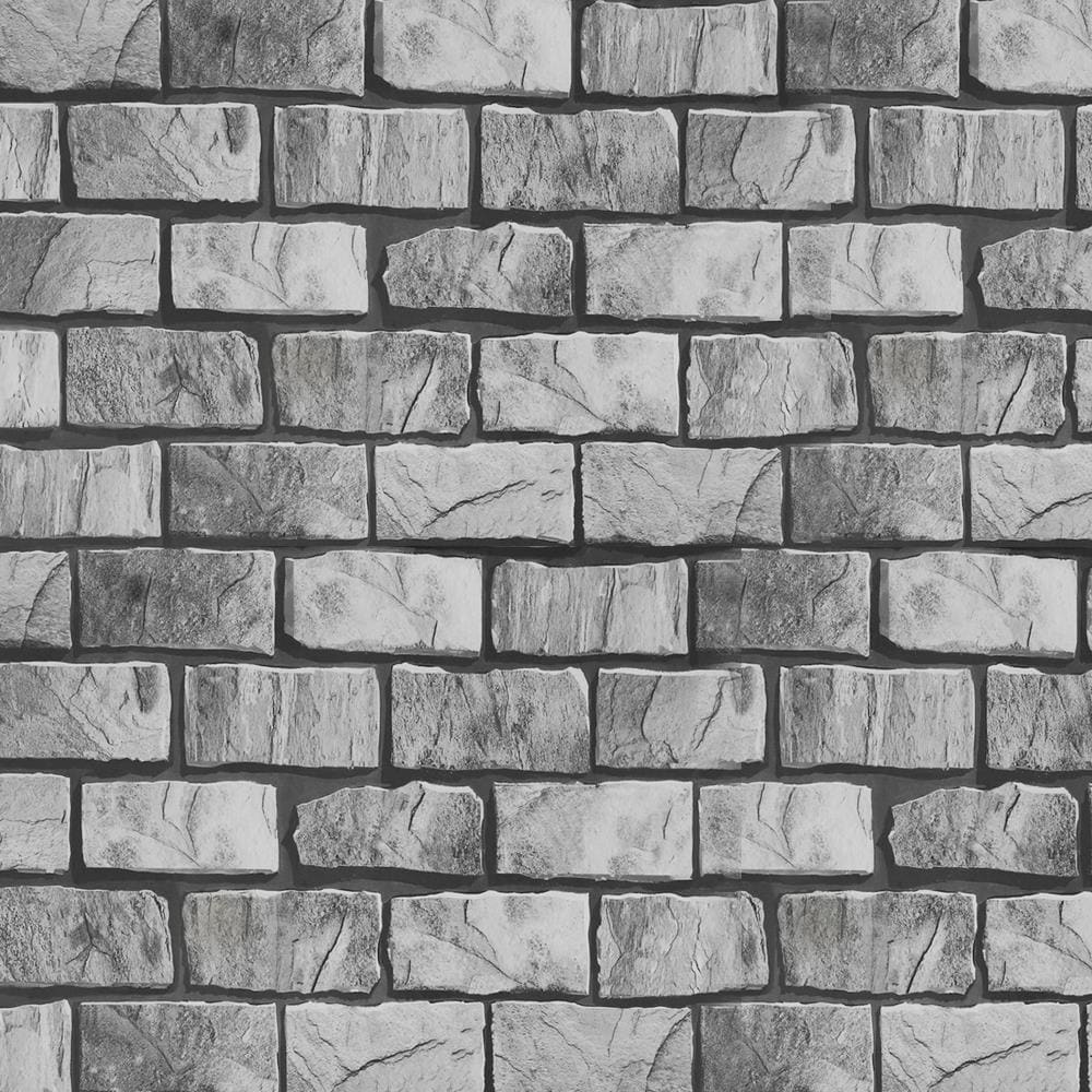 Dundee Deco MG-LU-B2621C_1 Falkirk McGowen 35.5-Sq. Feet Grey, Beige Vinyl Paintable Textured Brick Self-adhesive Peel and Stick Wallpaper