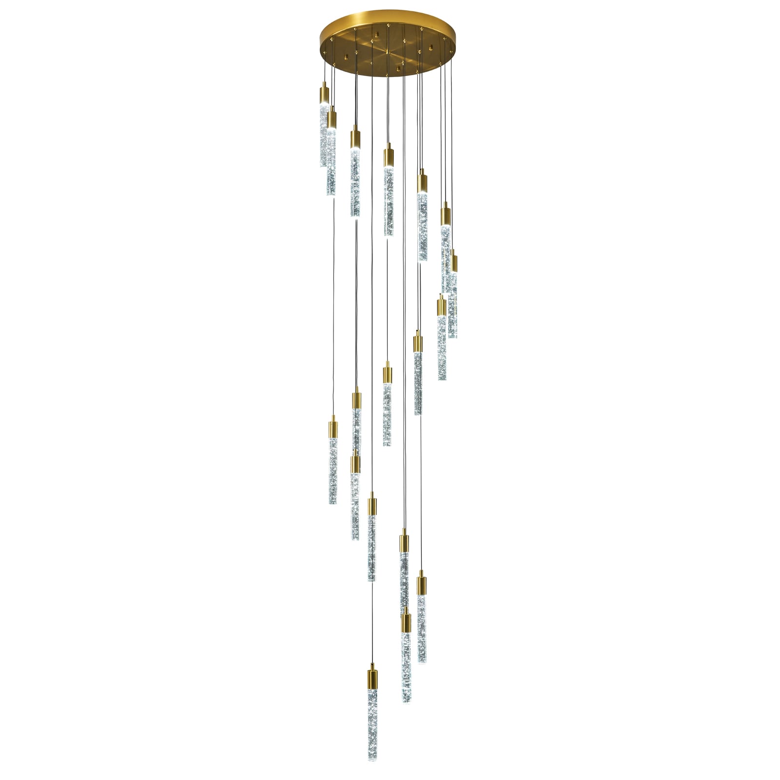 ZHLLMQ Pendant 18-Light Modern Gold Brass Crystal Rectangle Non-integrated LED 19.68in Living Room E26 Pendant Light