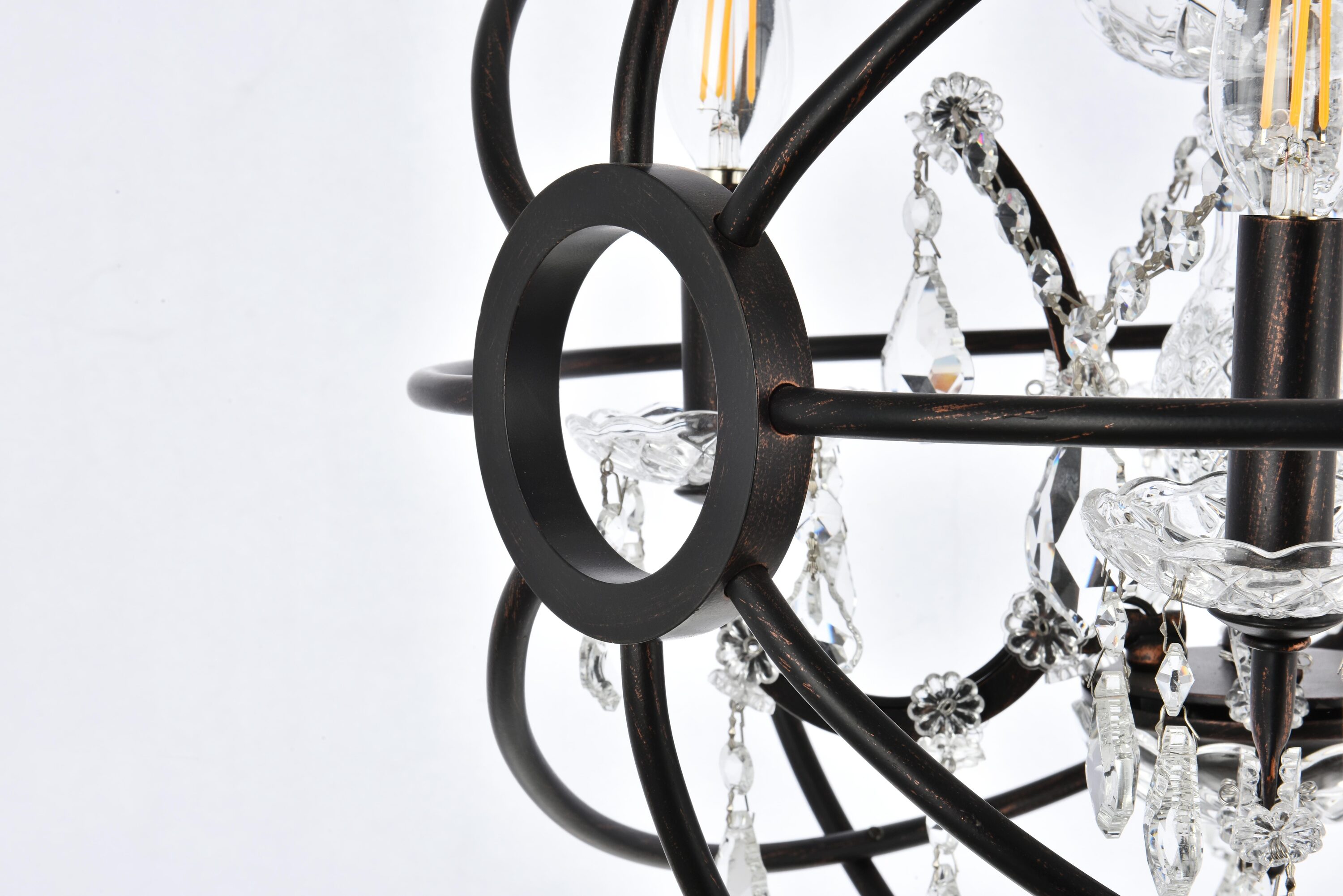 Geneva Dark Bronze 4-Light Pendant with Clear Crystal
