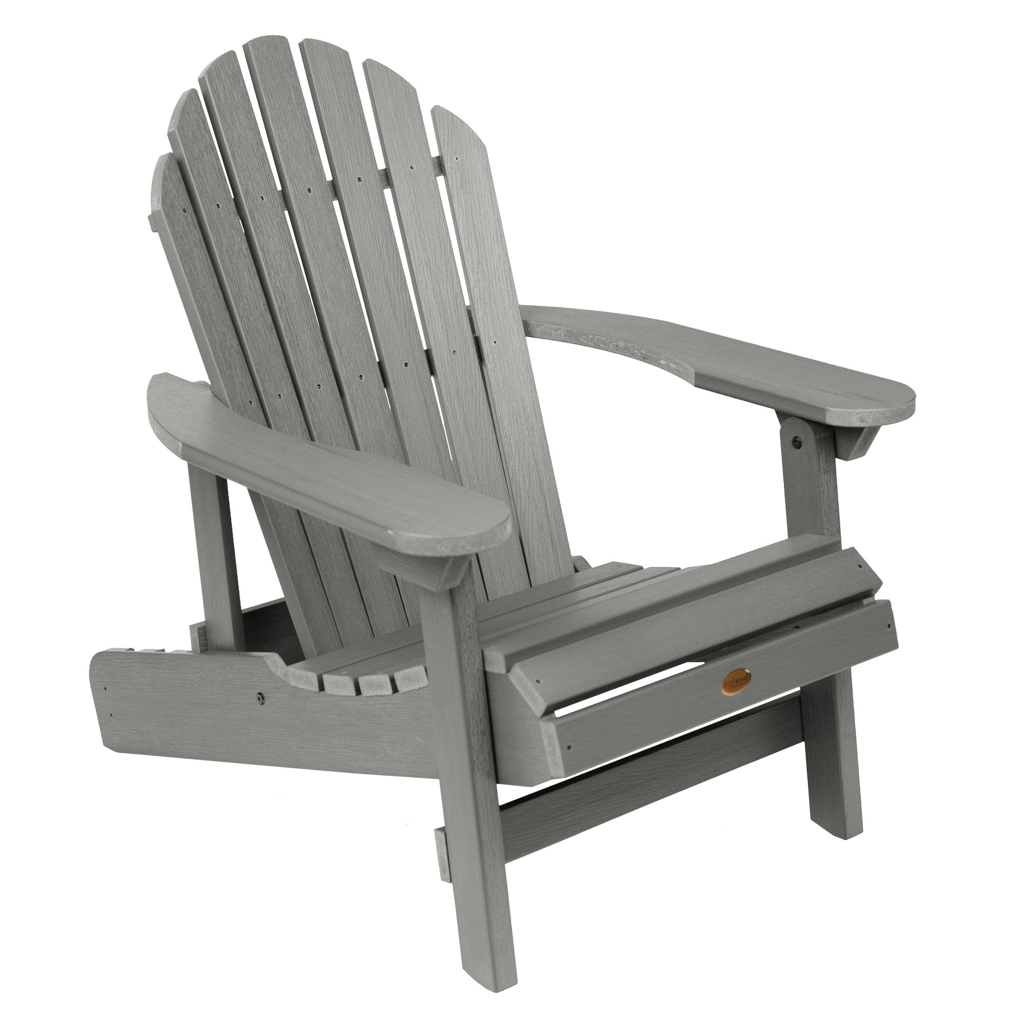 Gray Poly Lumber Folding Adirondack Chair with Ottoman