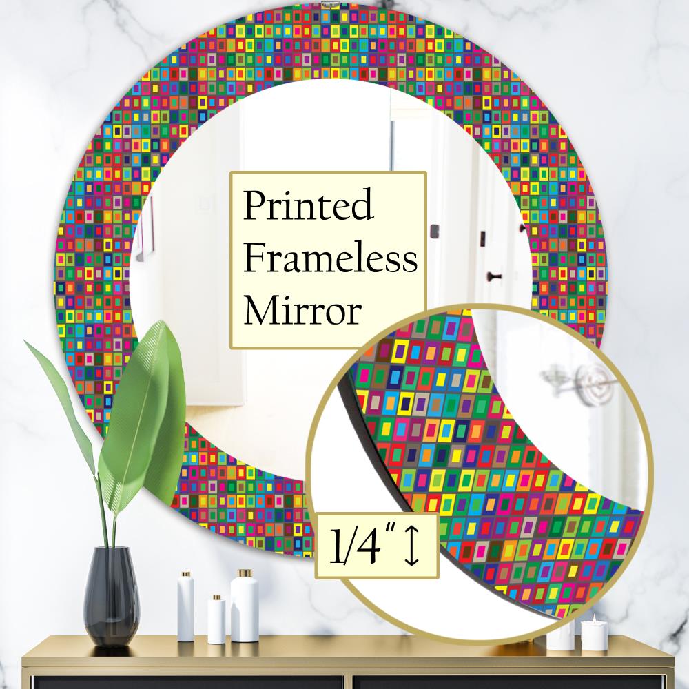 Designart Designart Mirrors 24-in W x 24-in H Round Yellow and Gold ...