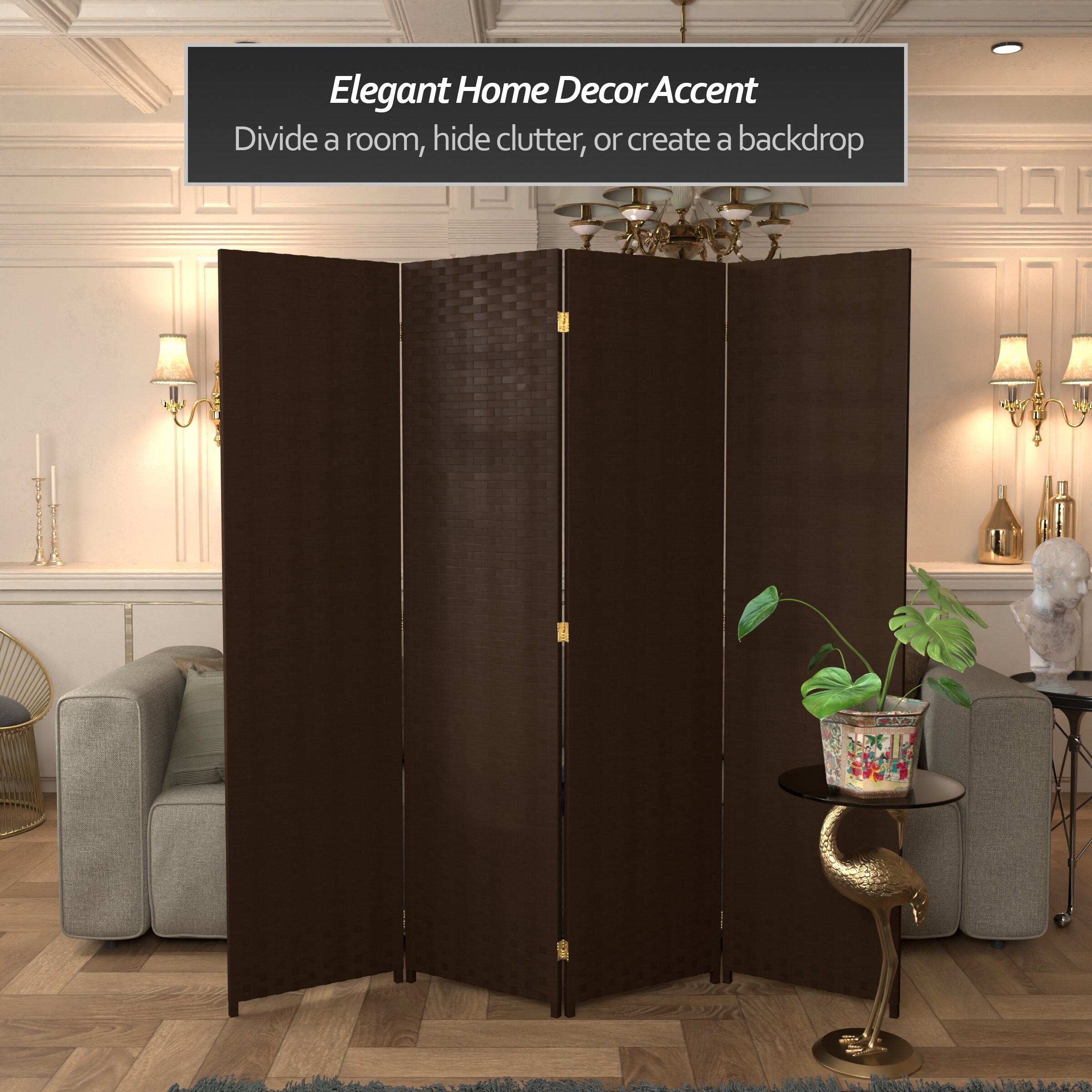 Oriental Furniture SSFIBER-4P-DMOC Indoor-Privacy-Screens - View #3