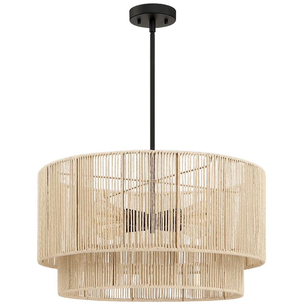 True Fine 4-Light Matte Black Coastal LED Dry rated Chandelier in the ...