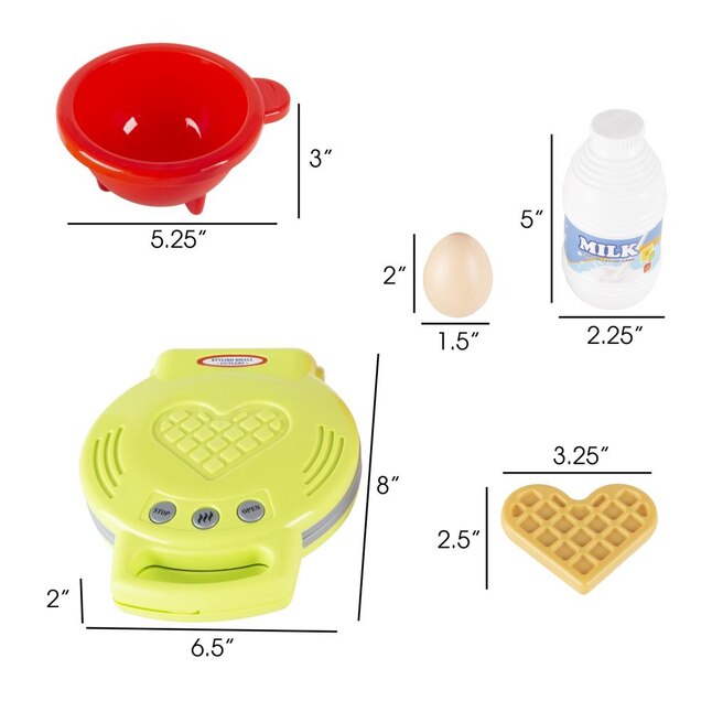 Toy Time Kids Toy Waffle Iron Set with Music and Lights- Fun Pretend Play  Waffle Making Kit Includes Waffles, Whisk, Syrup, Milk, Eggs and More in  the Kids Play Toys department at
