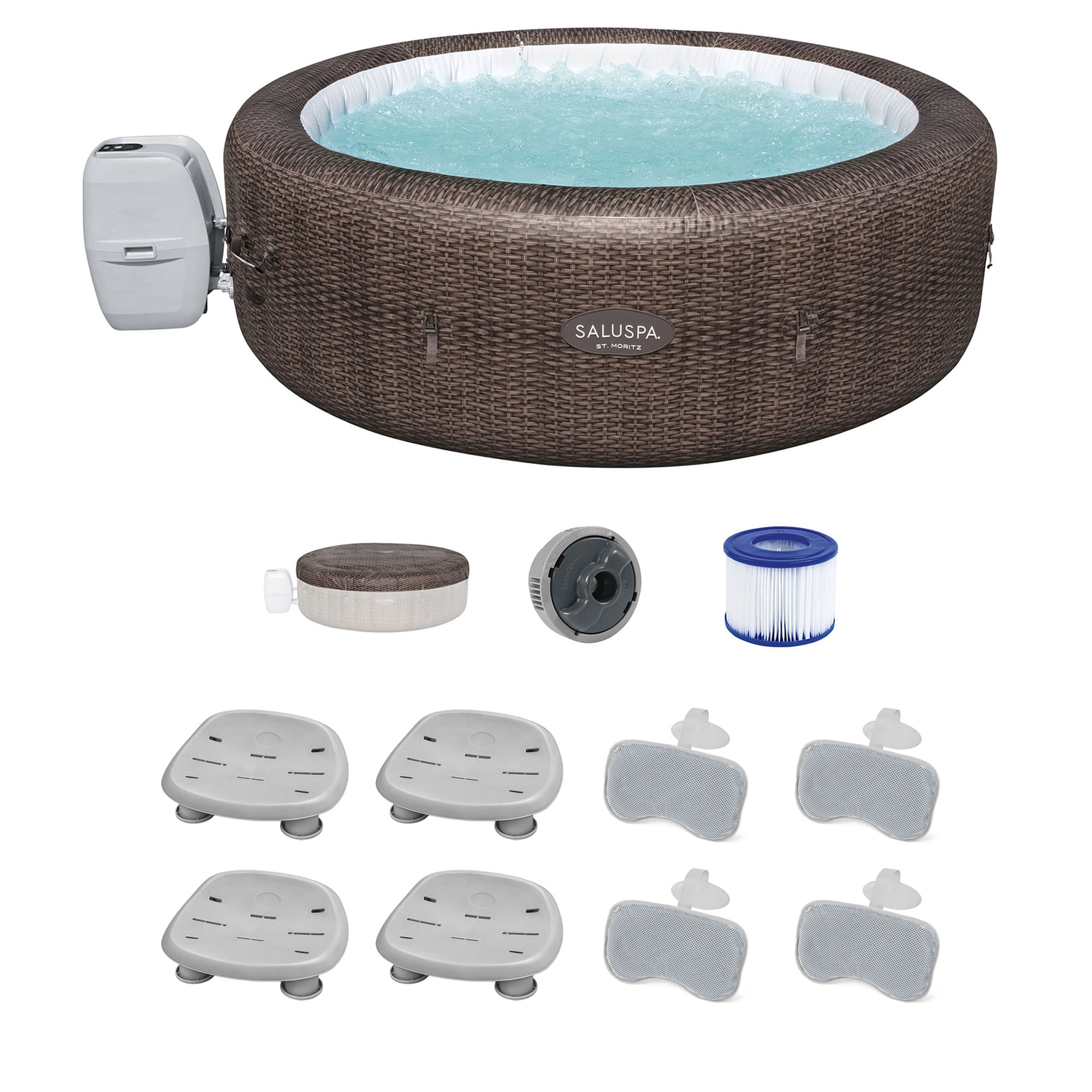 Bestway 396551 SaluSpa 180 Jet 7 -Person Inflatable Round Hot Tub (Cover Included)
