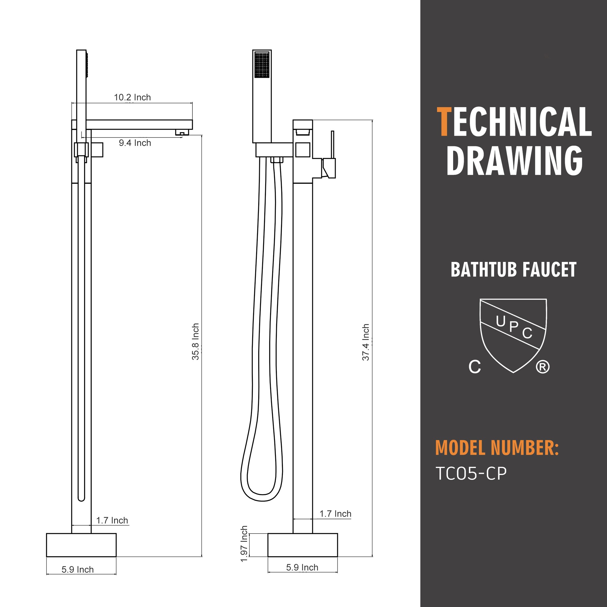 Clihome TC-094BB-BF Roman-Tub-Faucets - View #8