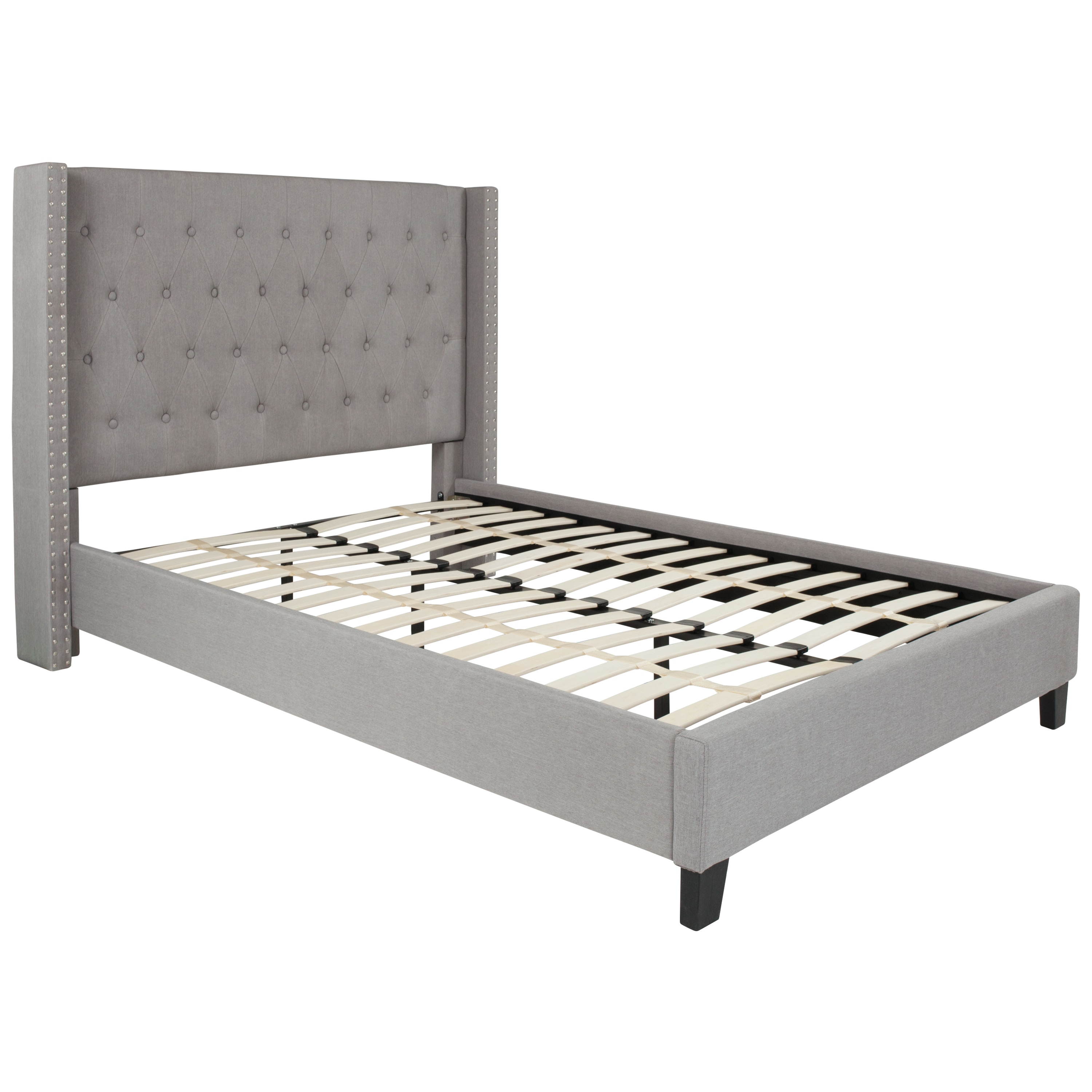 Riverdale Light Gray Full-Size Tufted Nailhead Trim Upholstered Bed