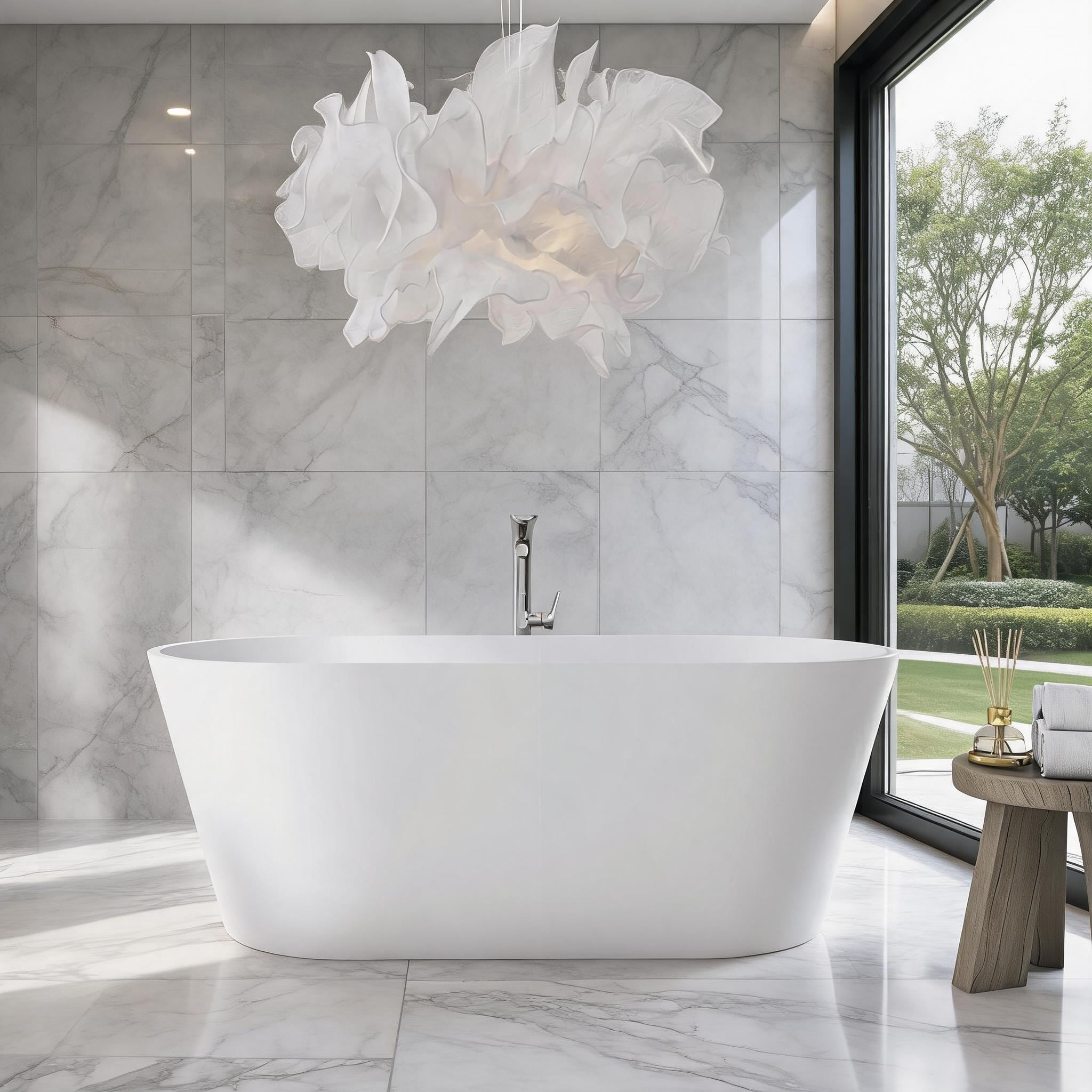 Watnature 67 Inch Rectangular Freestanding Soaking Bathtub for Bathroom Classic White Solid Surface #K26ZQWU53BJG
