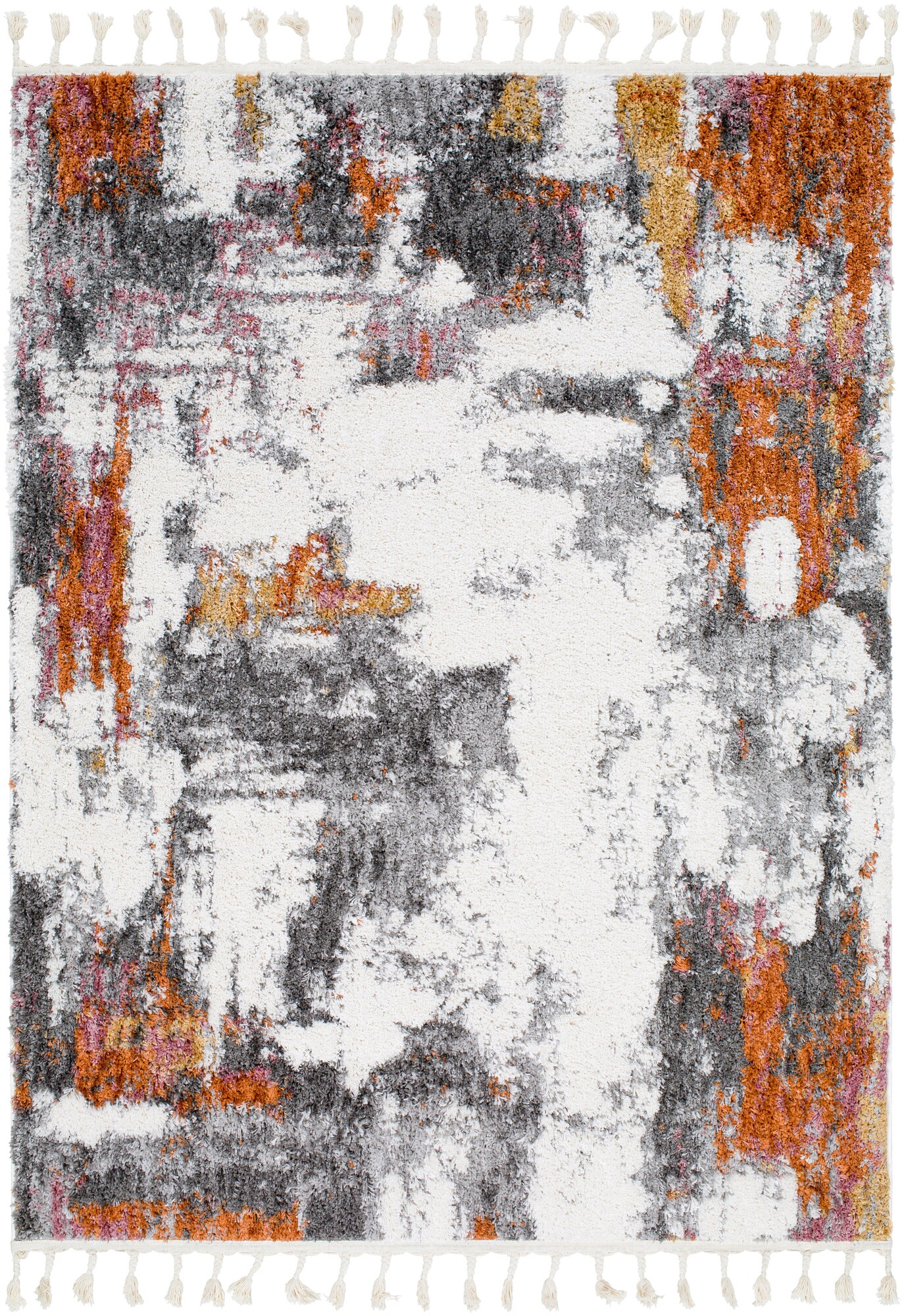 Livabliss PRI2302-71010 Polaris 8 x 10 (ft) Polyester Charcoal/Red Rectangular Indoor Abstract Global Area rug