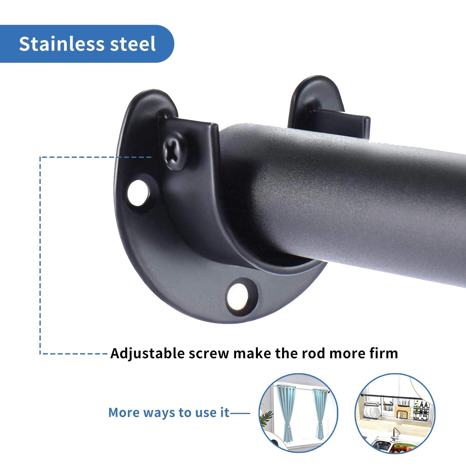 Etokfoks 1 25 in Diameter U Shape Closet Rod Bracket Set with ...