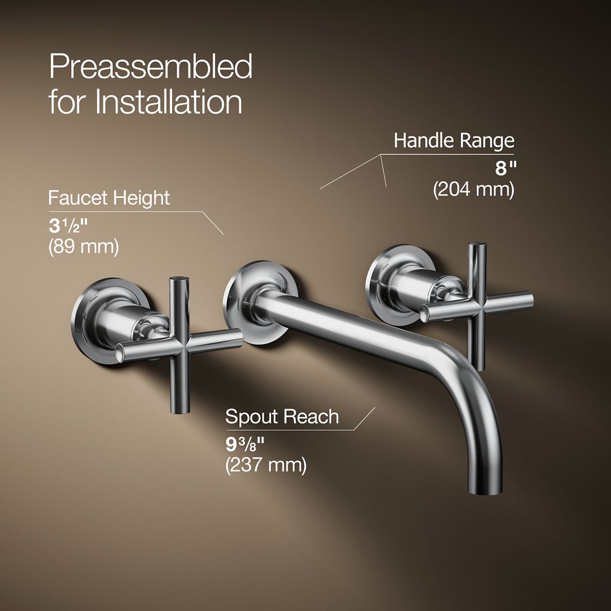 Purist Polished Chrome Double Handle Wall-Mount Bathroom Faucet