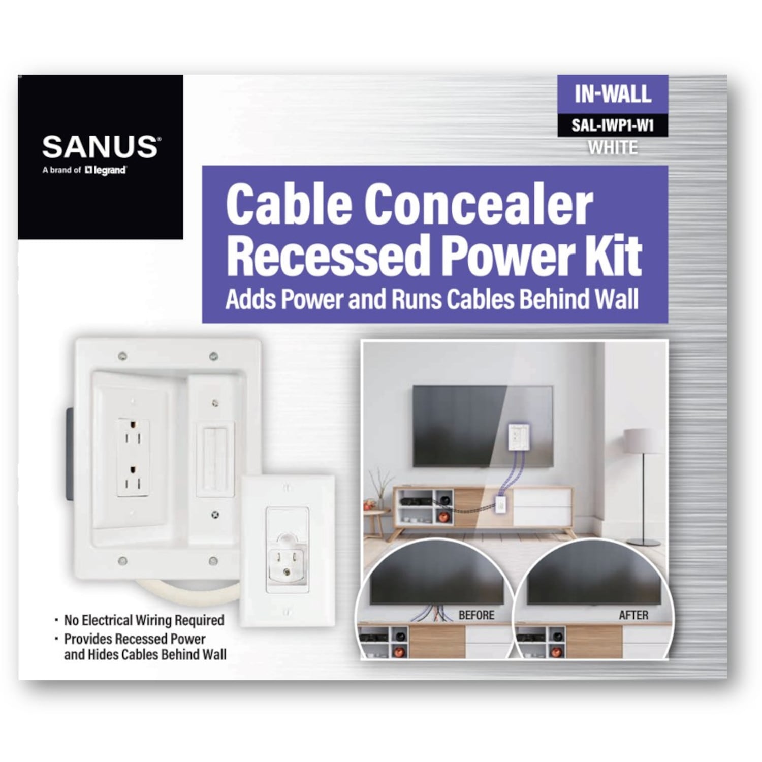 Sanus 3-Piece 3-3/4-in x 8.75-in Plastic White Flat Screen Tv Kit