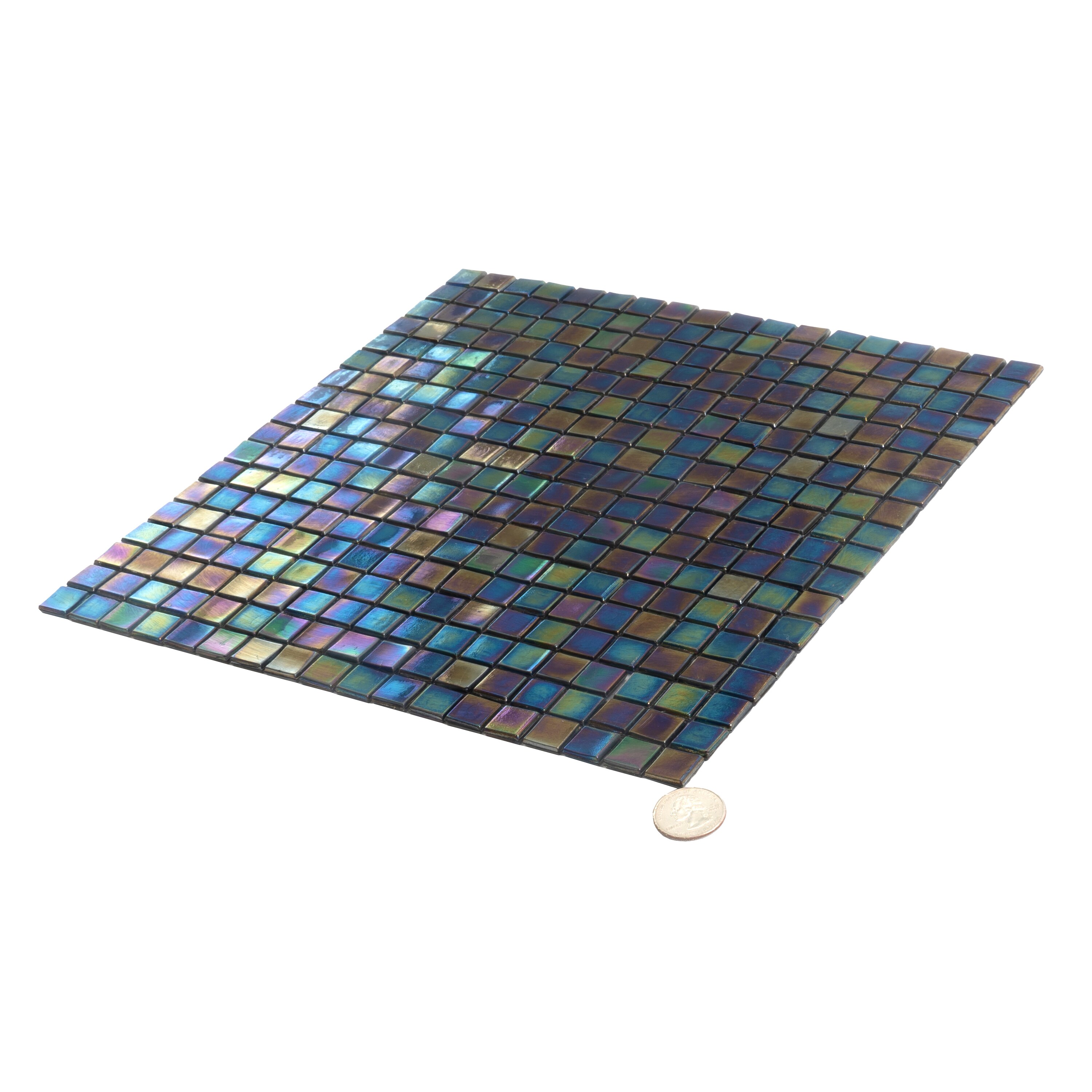 Apollo Tile Skosh Dark Shimmer Multi Blue 11-1/2-in x 11-1/2-in Glossy Glass Uniform Squares Floor and Wall Tile (18.69-sq. ft/ Carton)