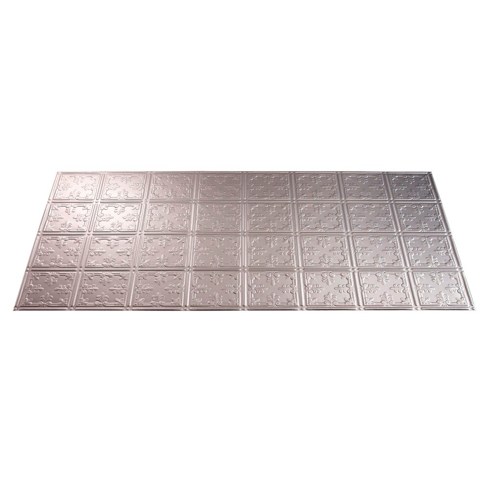 Fasade G58-09 48-in x 24-in Traditional 10 Argent Silver PVC Surface-mount Ceiling Tile (1-Pack, 8-sq ft / Case)
