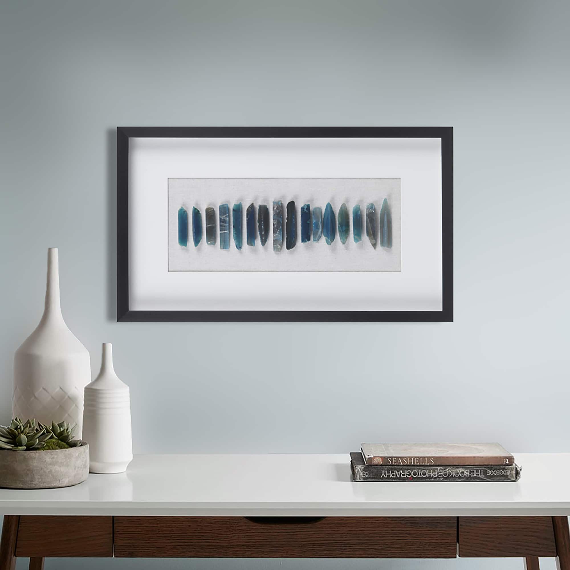 INK+IVY MT95B-0064 Blue Wood Framed 23.62-Inches H x 13.78-Inches W Botanical Shadow box