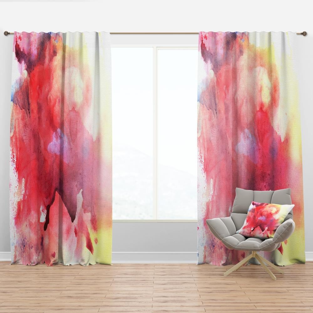 Designart CTN19099-52-63 63-in Pink Abstract Room darkening Thermal lined Rod pocket Single curtain panel