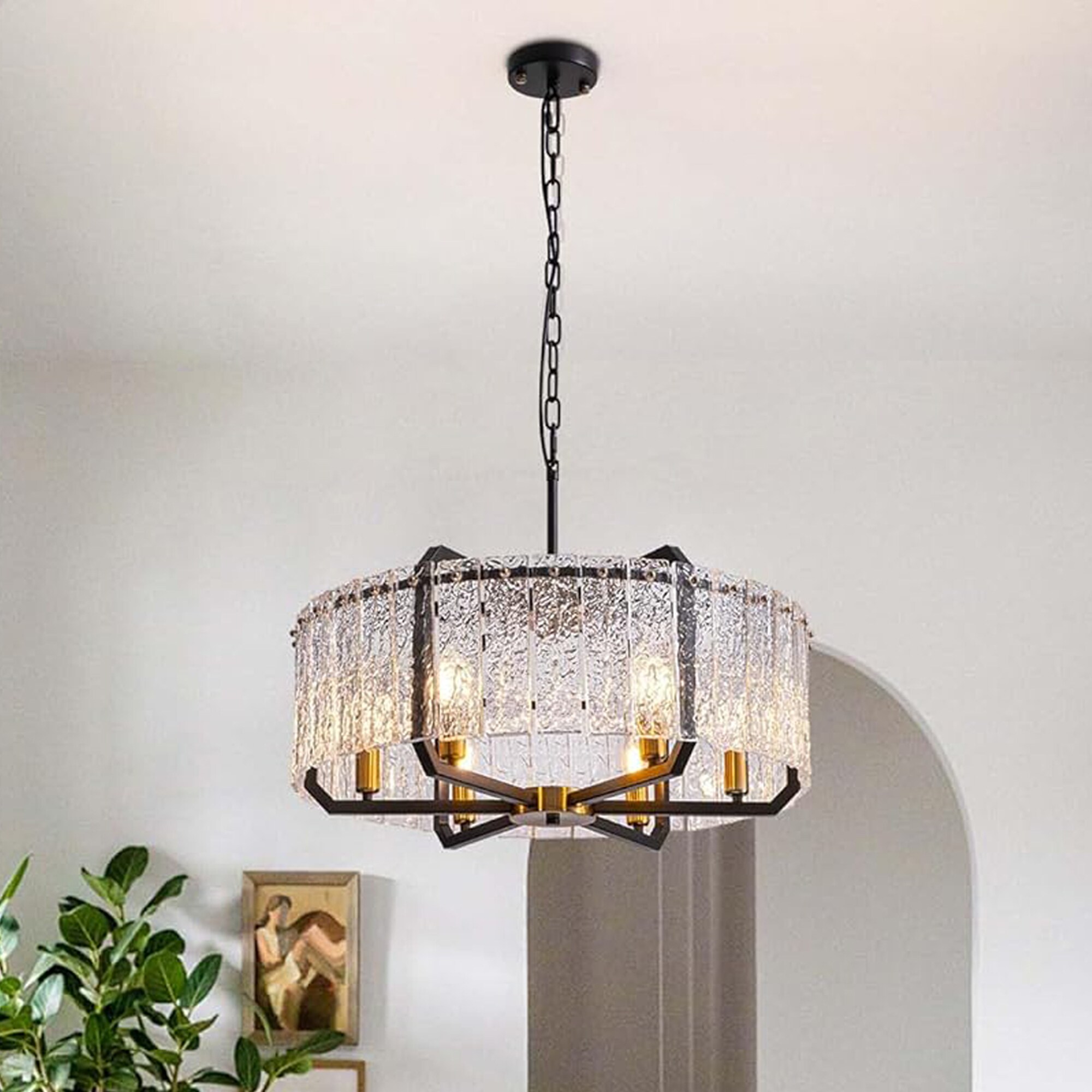 Antoine Modern Drum Crystal Chandelier 6-Light Matte Black French ...