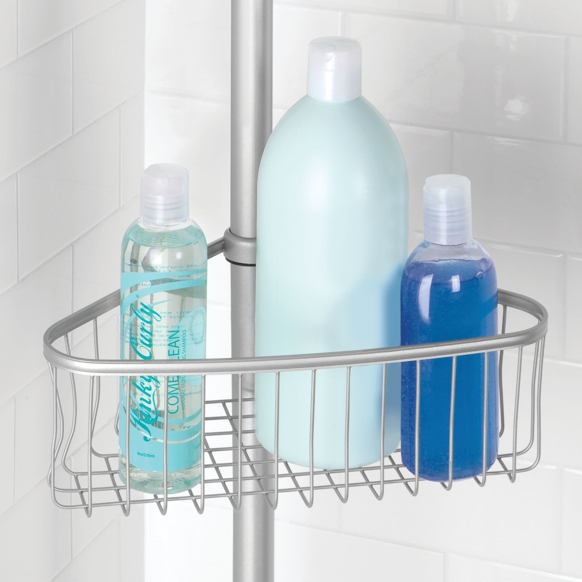 Bath Bliss Gray Plastic 4-Shelf Tension Pole Freestanding Shower Caddy  5.91-in x 48-in in the Bathtub & Shower Caddies department at