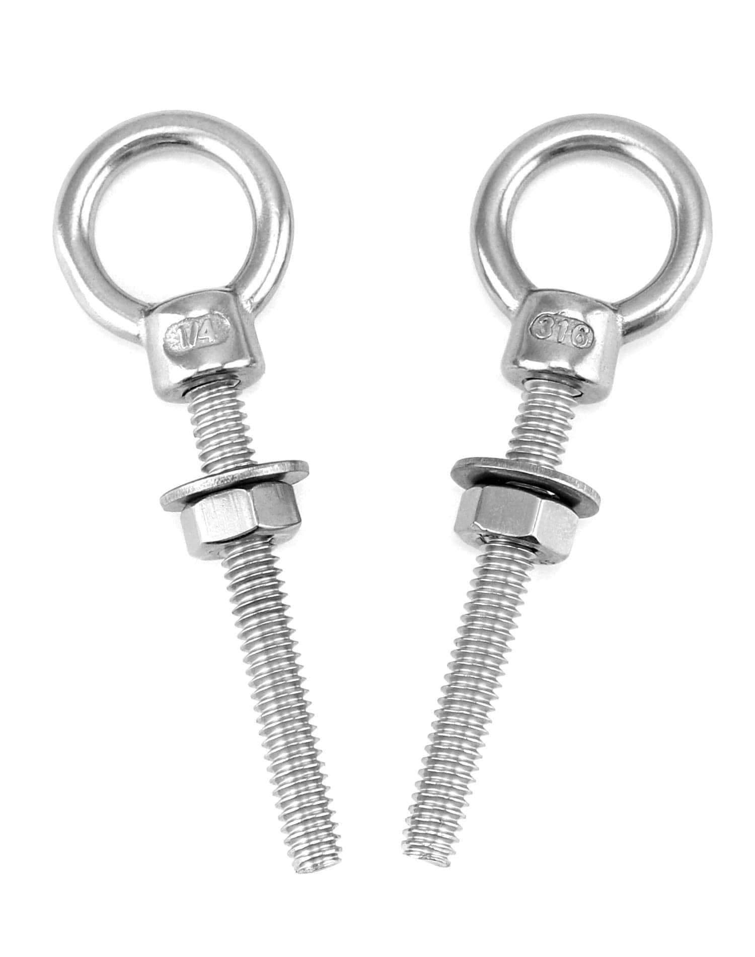 Etokfoks  316 Stainless Steel Shoulder Eye Bolts 1 4 x 2 5 8 Hole 400 lb WLL 10 Pack Corrosion Resistant
