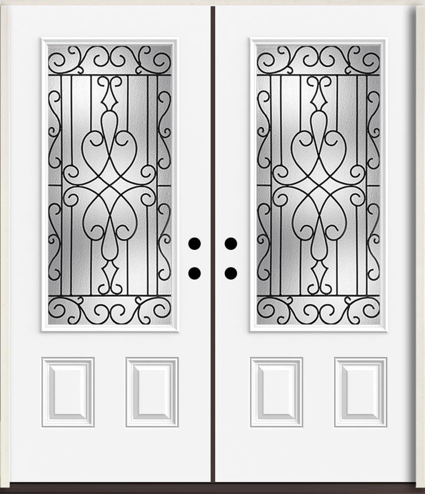 RELIABILT LO963416 Wyngate 72-in x 80-in x Fiberglass 3/4 lite Left-hand inswing Unfinished Unfinished Prehung Double Front Door Insulating core