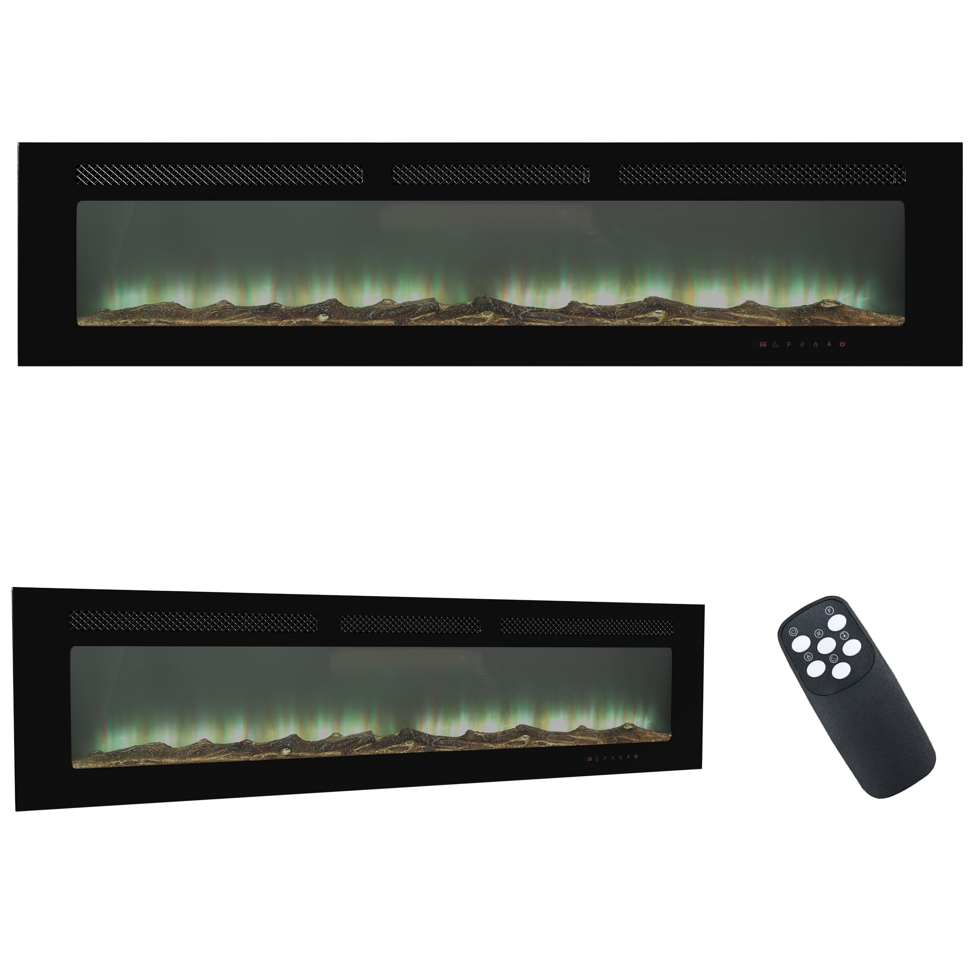 Mondawe OR-M6872B-TR 72-in W Black Wall mount Fan-forced Wall-mount Electric Fireplace with Remote Control Included